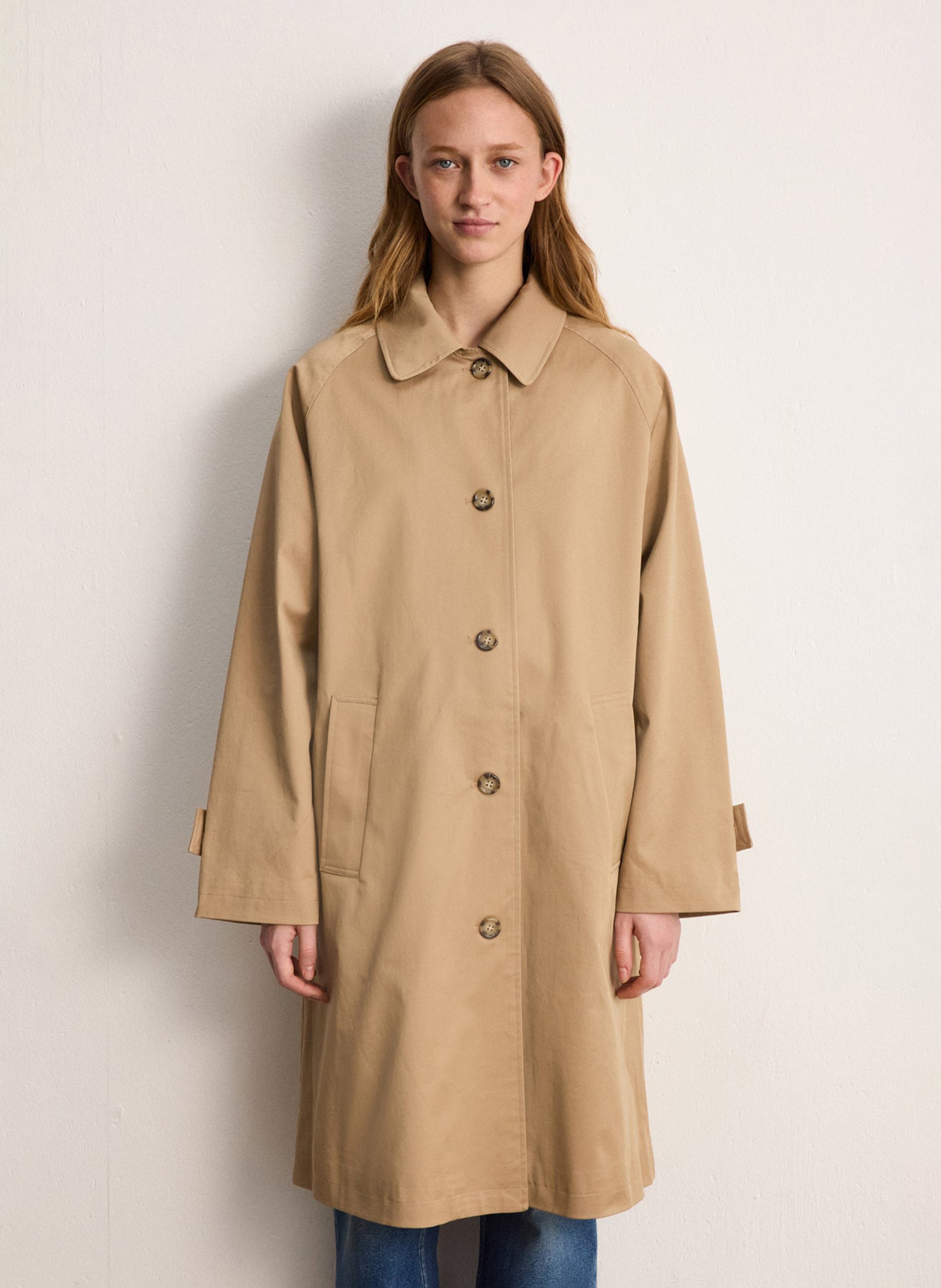 Trench col chemise en coton mélangé PABLO Beige