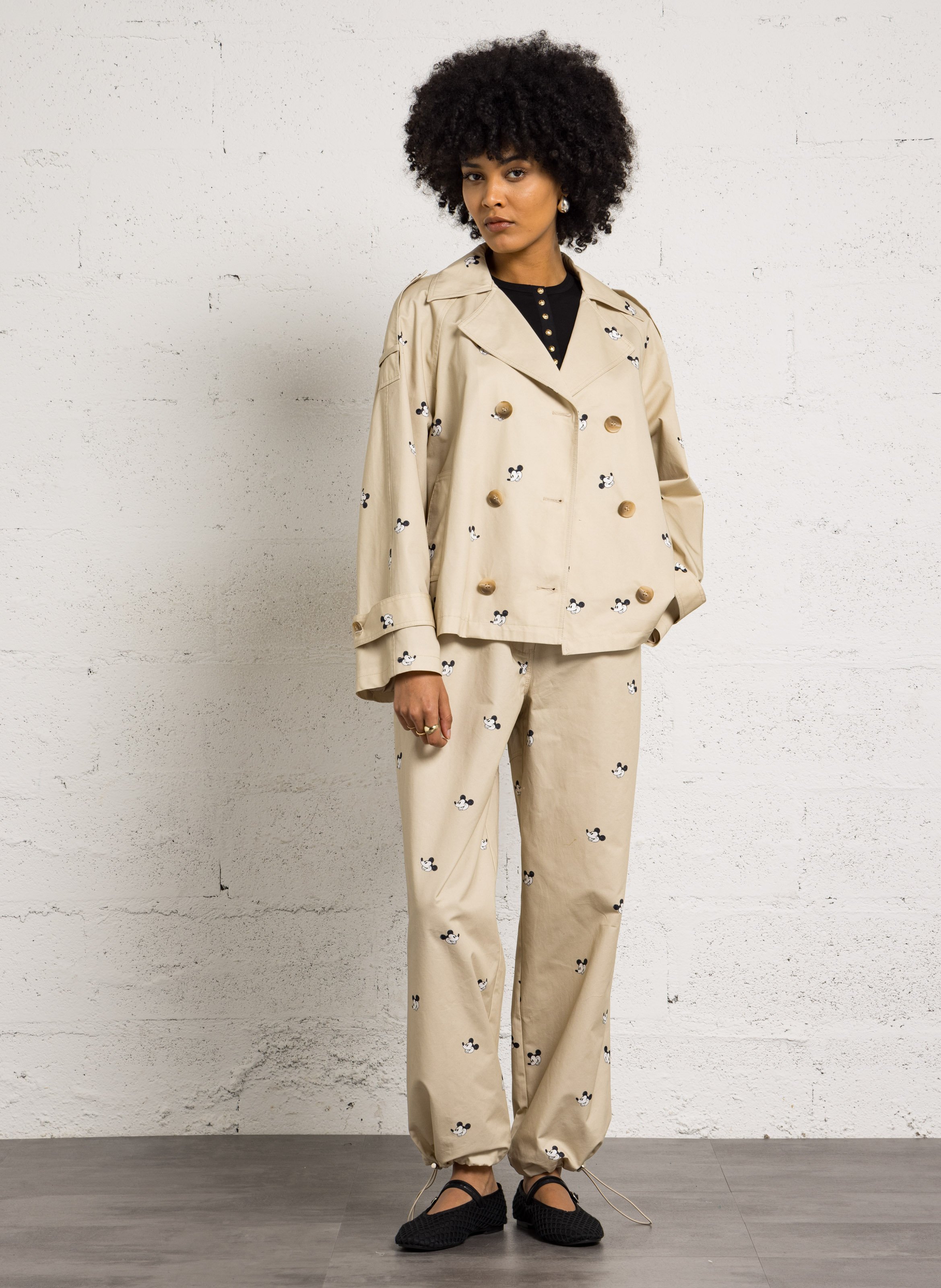 Pantalon large en coton BERENICE Beige