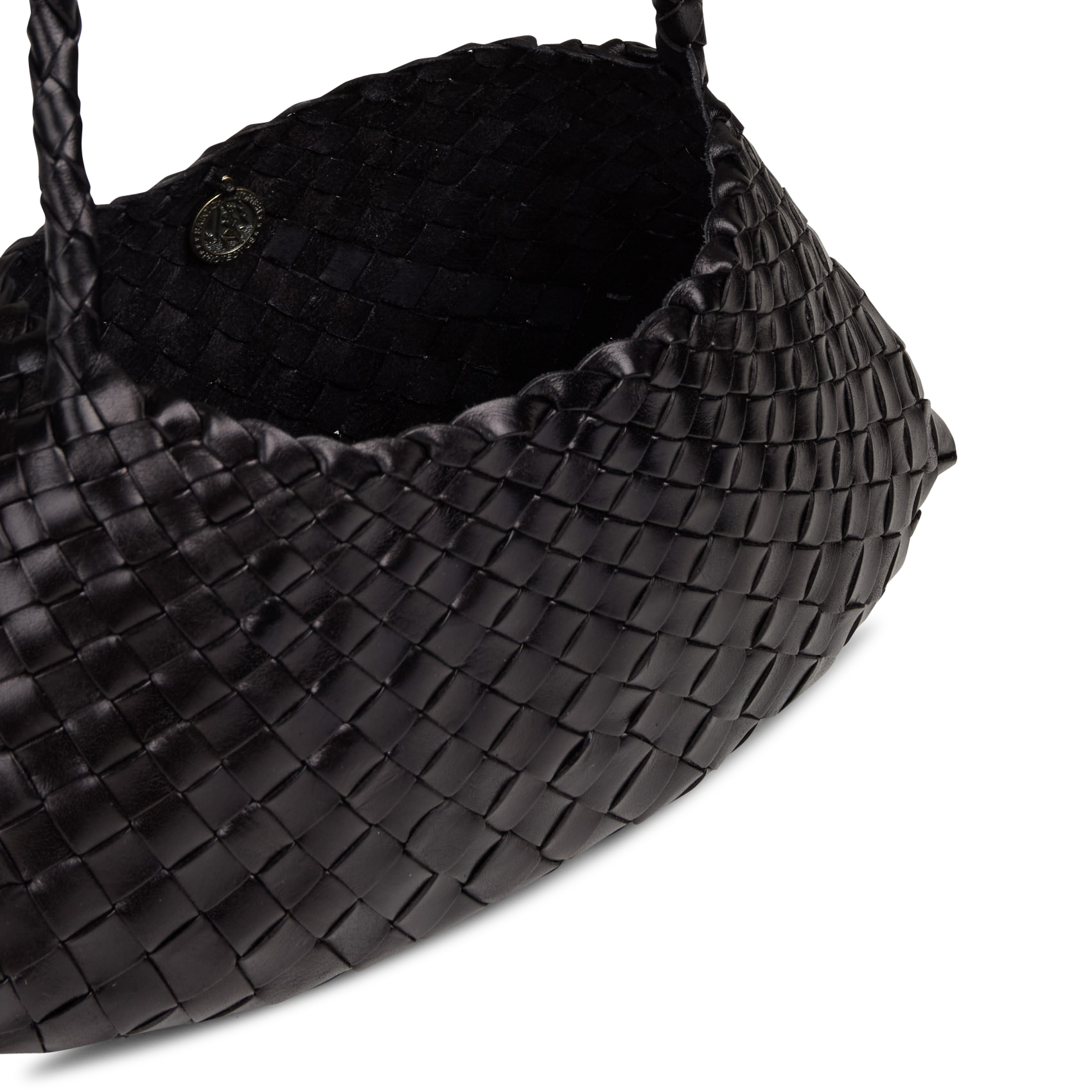 Gevlochten leren boodschappentas DRAGON DIFFUSION Zwart