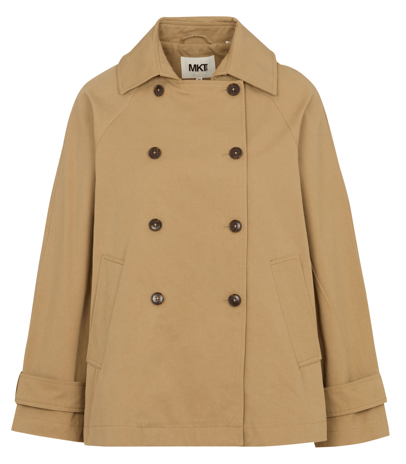 Katoenen jack met klassieke kraag MKT Beige