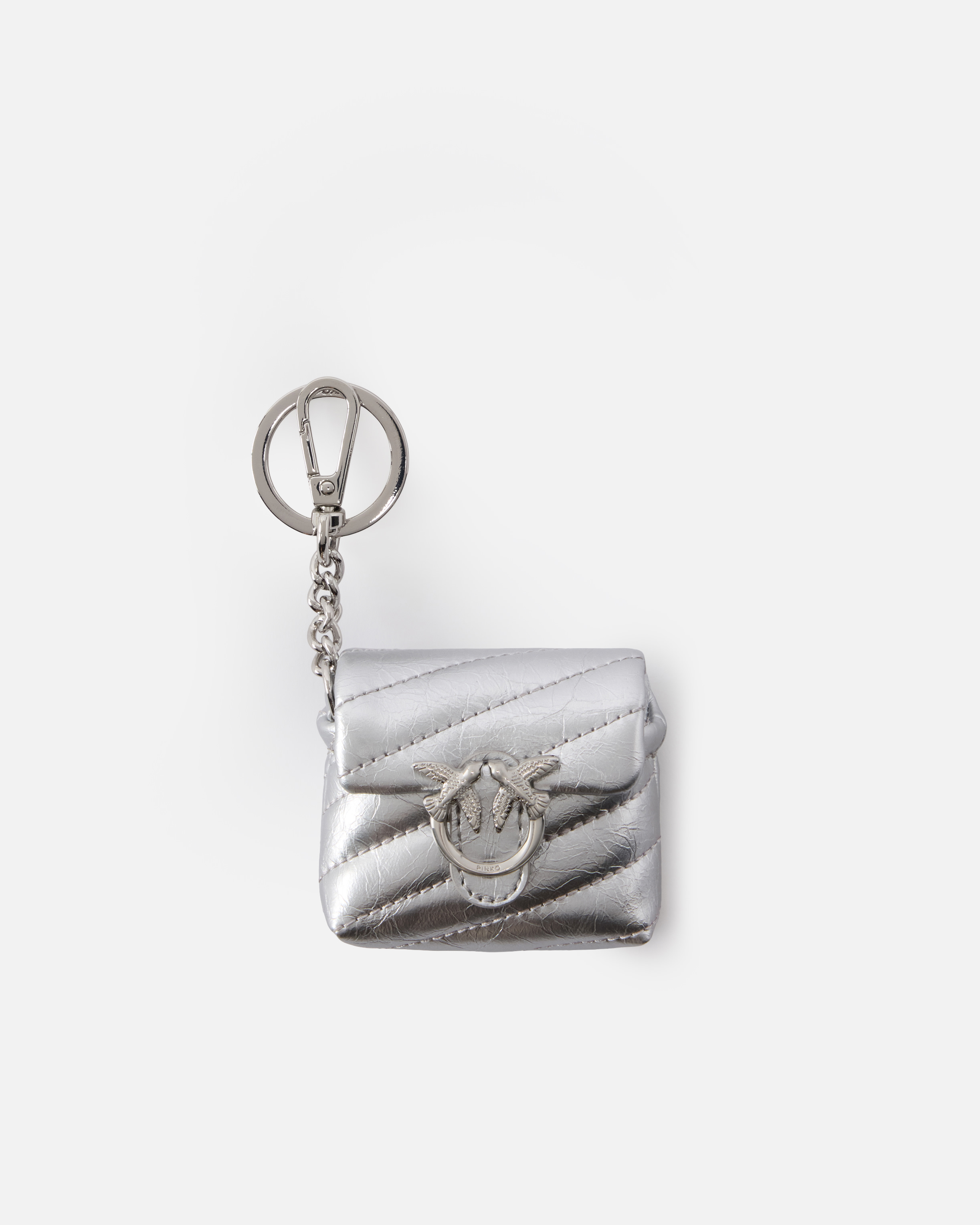 Étui pour airpods love bag puff en cuir brillant PINKO