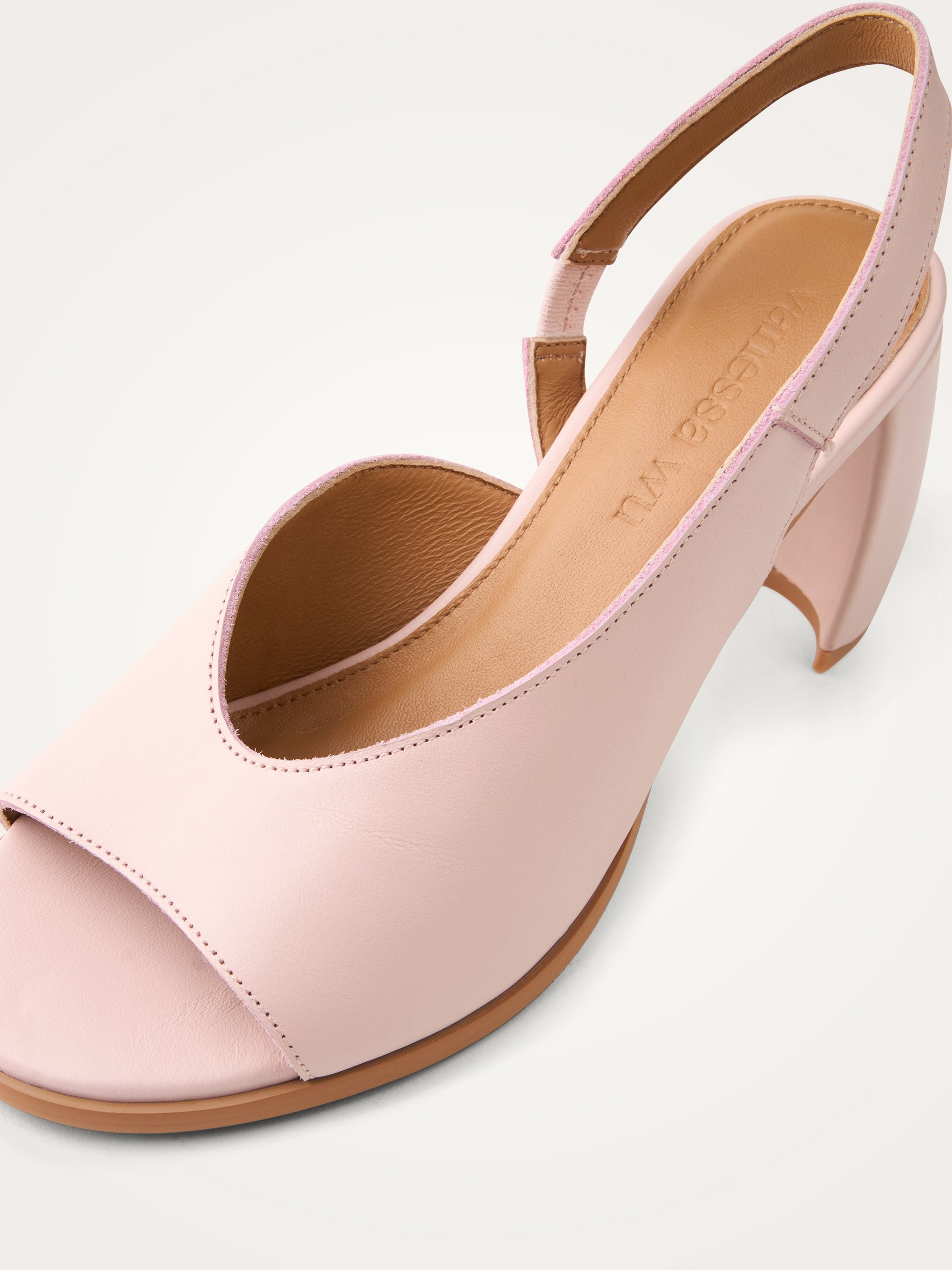 Sandals with ankle strap and half-moon heel in leather VANESSA WU Pink