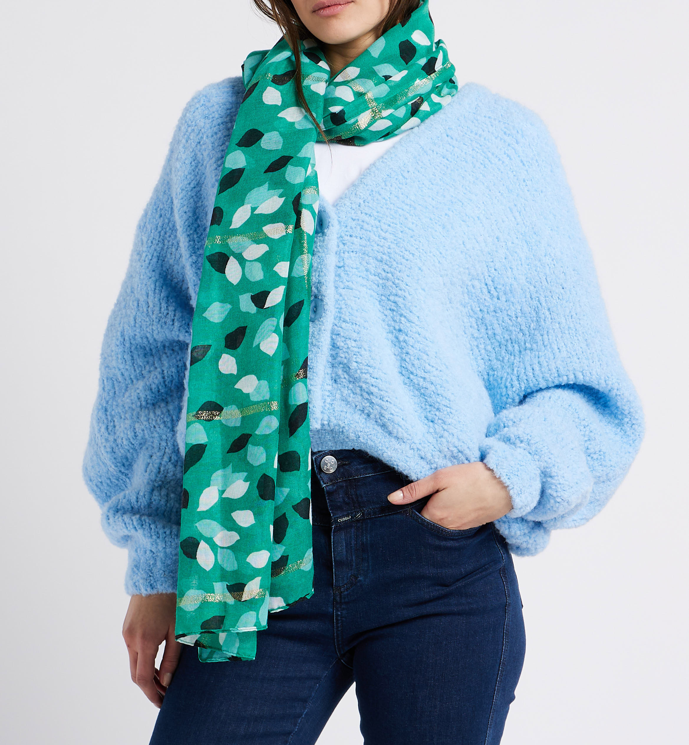 Foulard à rayures métallisées PIECES Vert