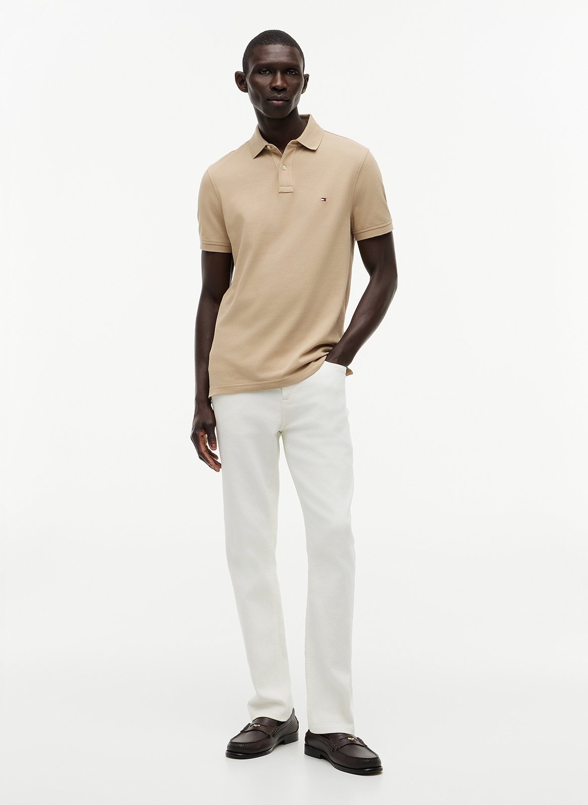 Polo regular-fit en coton biologique mélangé TOMMY HILFIGER Beige