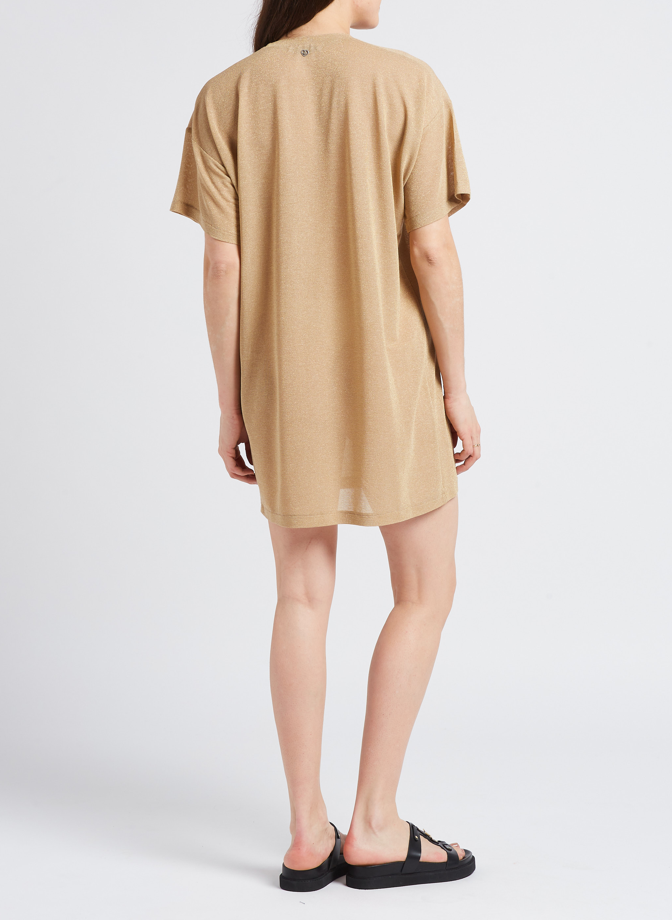 Robe midi droite à col rond PLEASE Doré