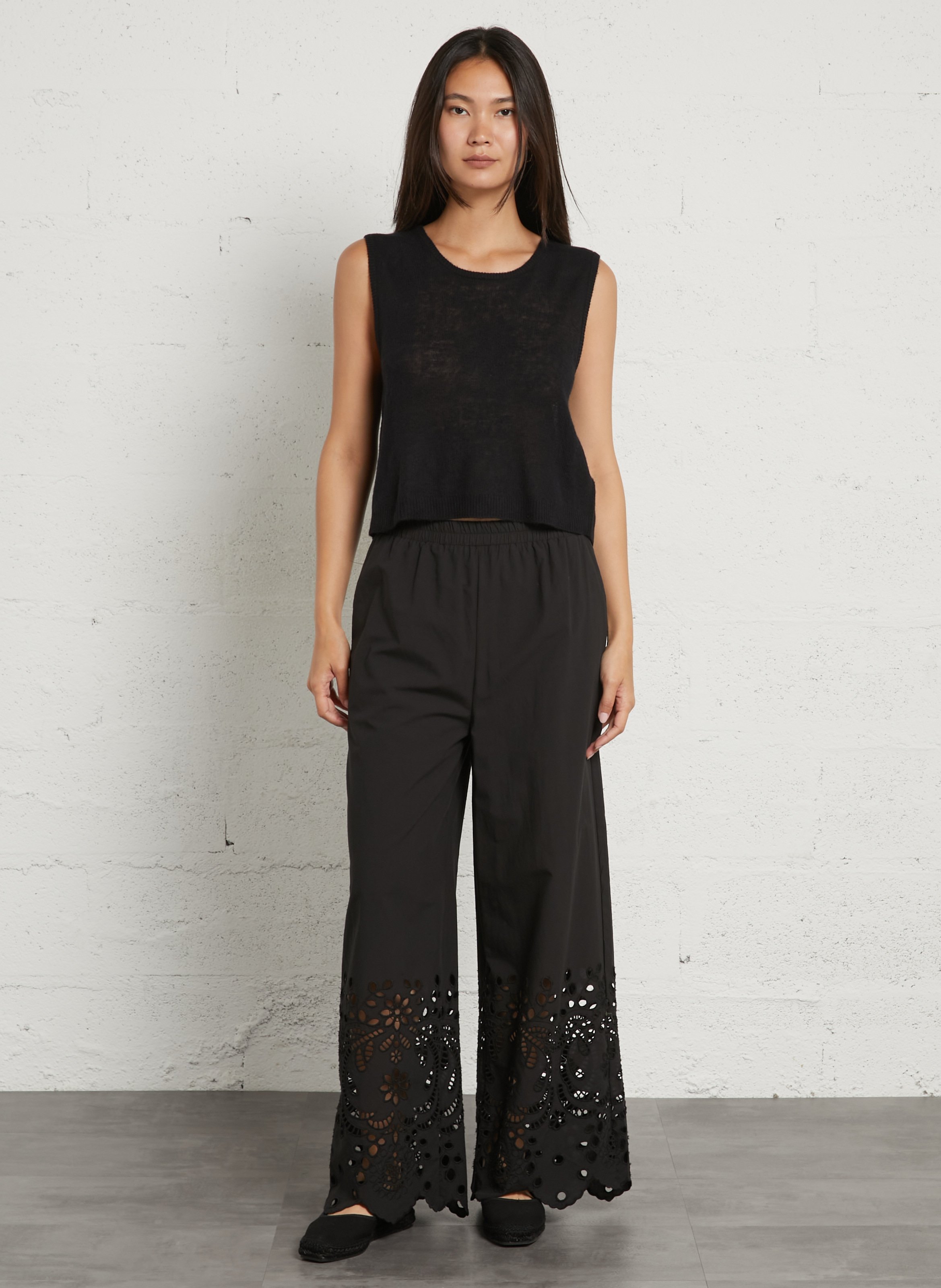 Pantalon large en coton SEE U SOON Noir