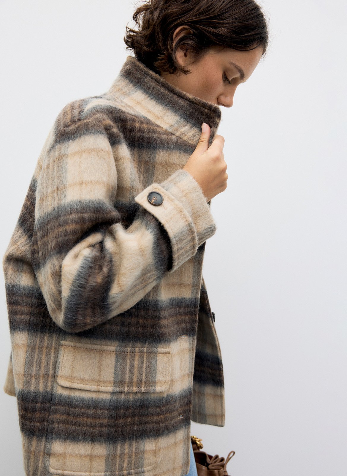 Karierter Mantel aus Wollmix GERARD DAREL Beige