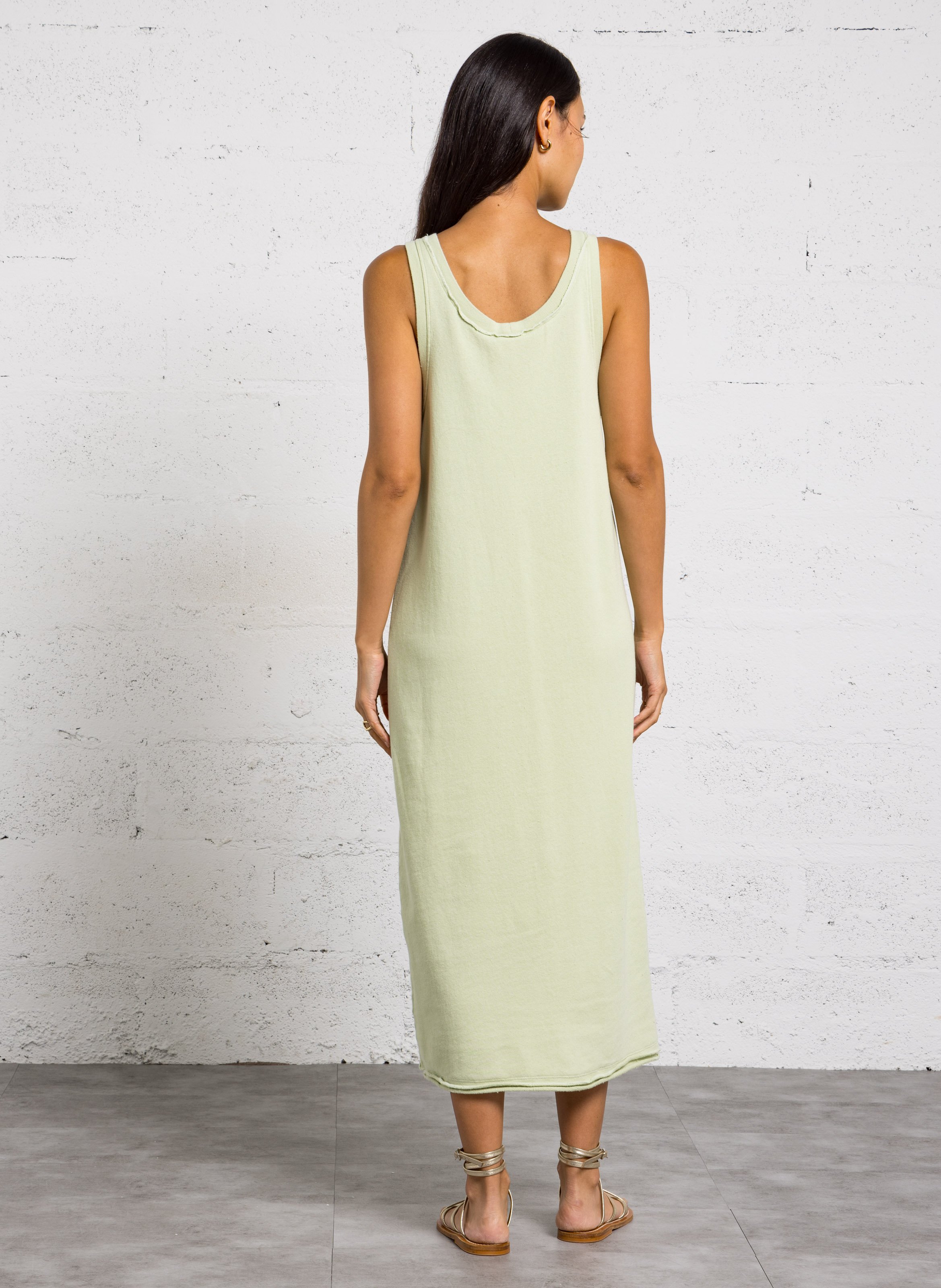 Langes ärmelloses einfarbiges Kleid AMERICAN VINTAGE Beige