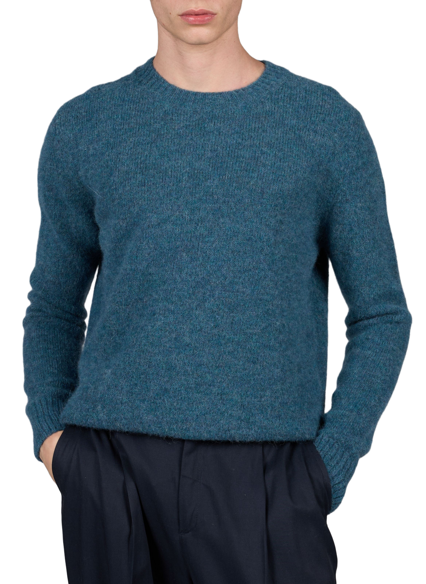 Round-neck alpaca blend sweater. SAISON 1865 Blue