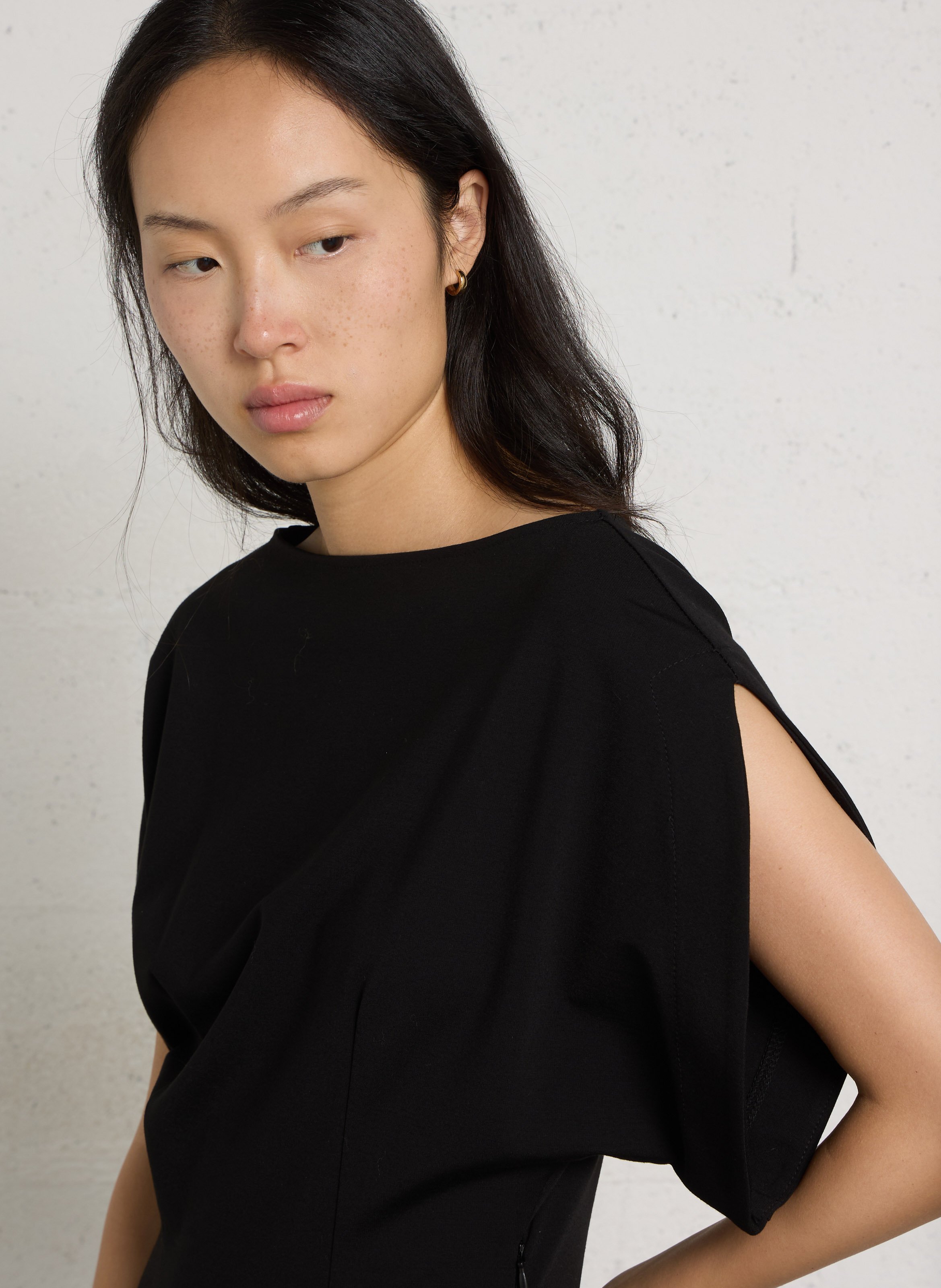 Robe asymétrique bi-matière IMPERIAL Noir