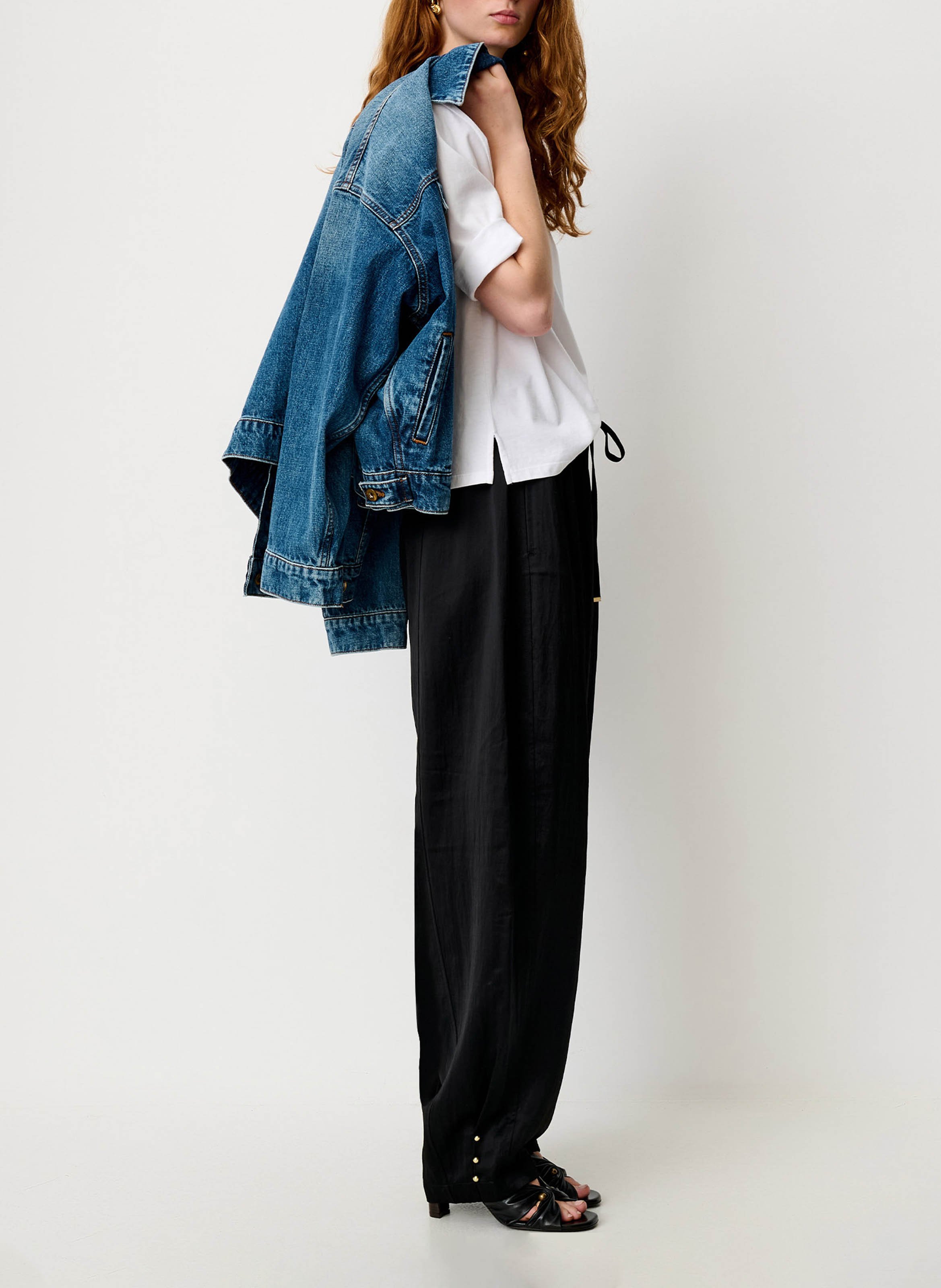 Pantalon rond élastiqué uni SESSUN Noir