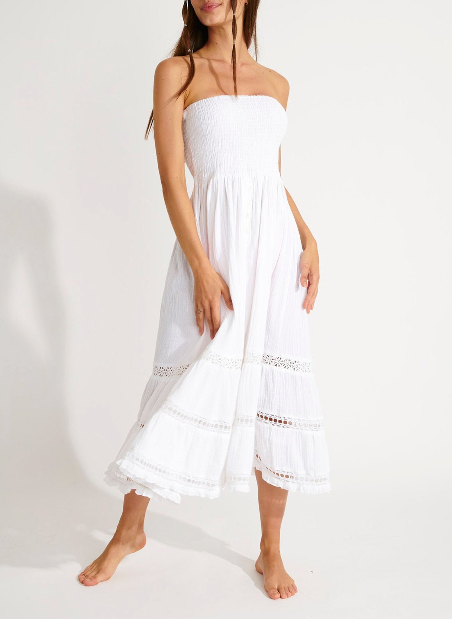Bustier midi dress BANANA MOON White