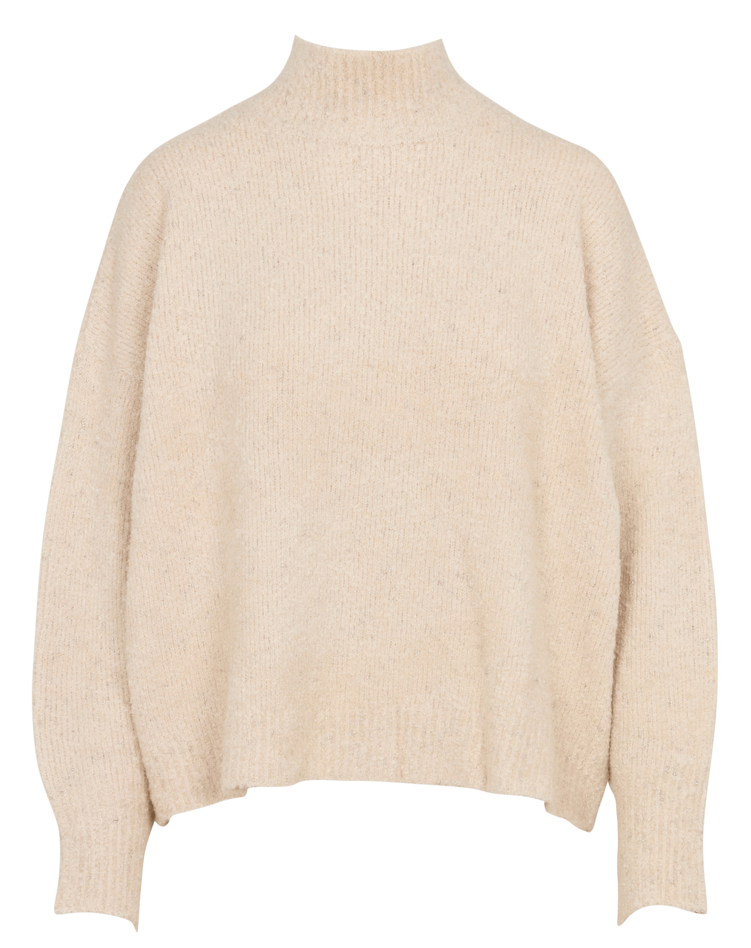 Pull ample col montant grosse maille LE TEMPS DES CERISES Beige
