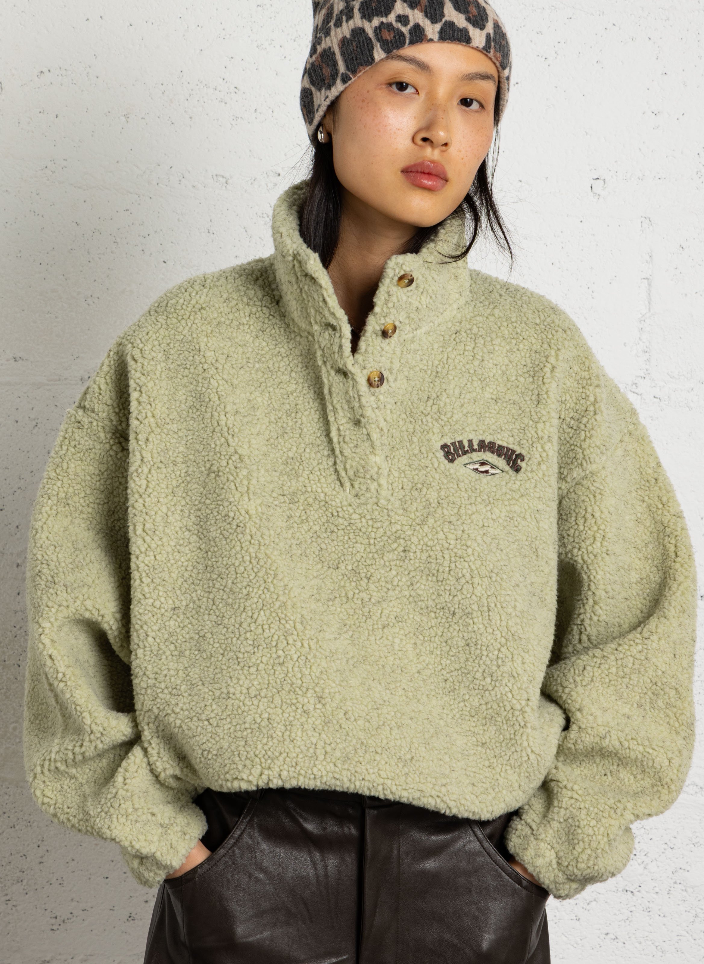 Polaire oversize col montant boutonné BILLABONG Vert