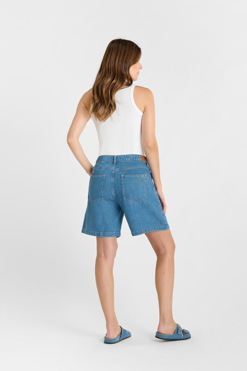 Short zippé taille haute en jeans LE TEMPS DES CERISES Bleu