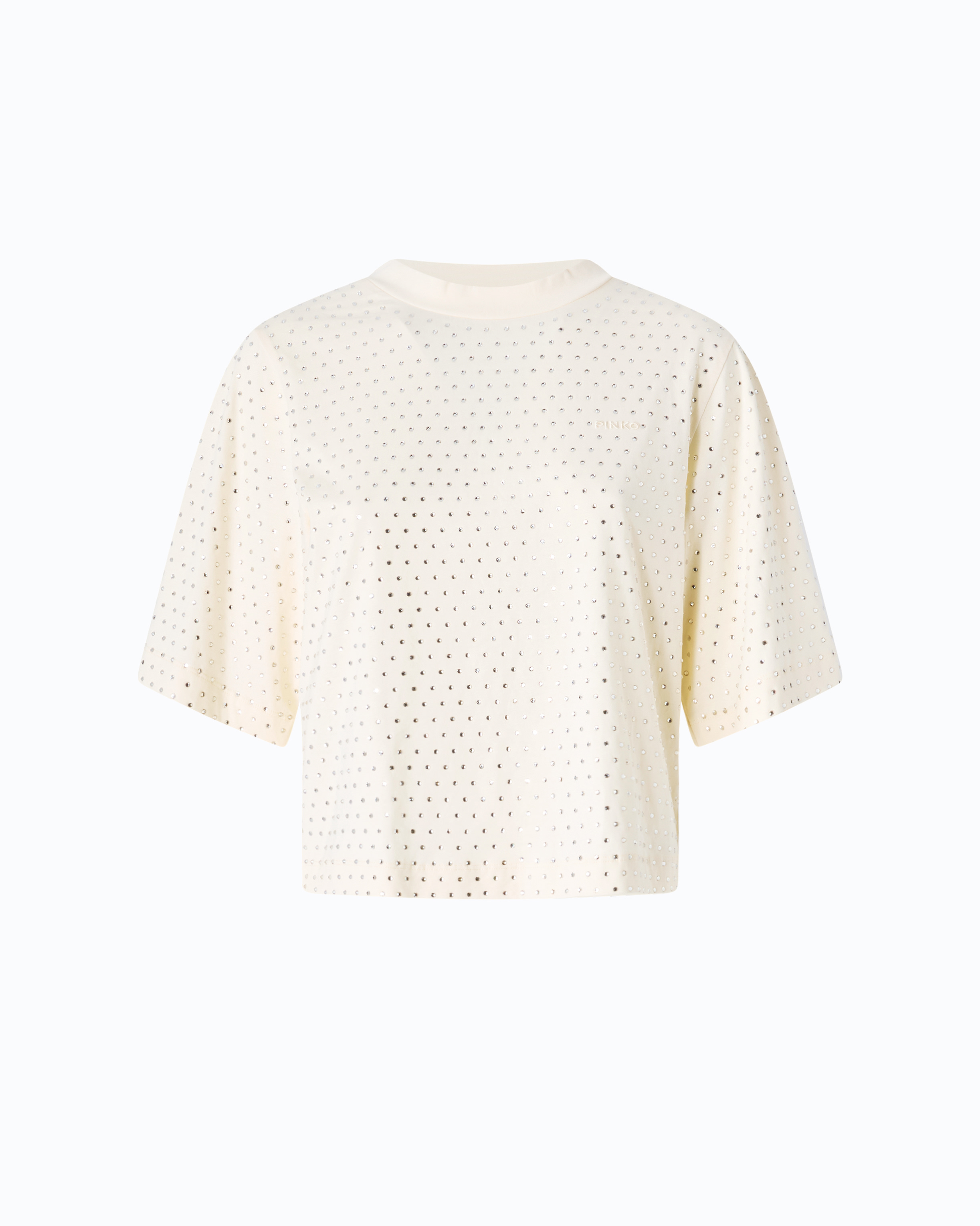 T-shirt à strass et logo PINKO Jaune