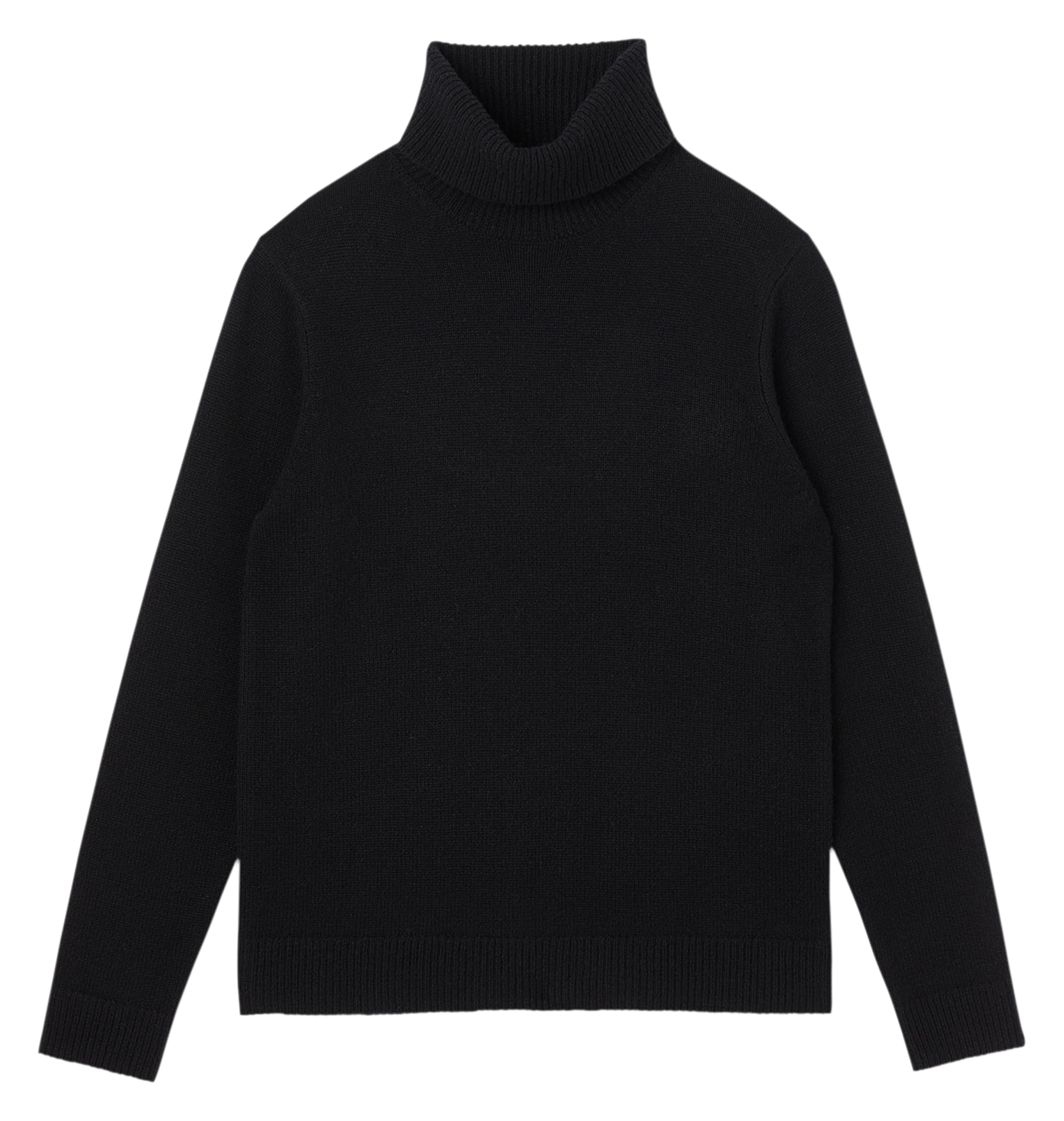 Straight wool-blend polo neck sweater Black