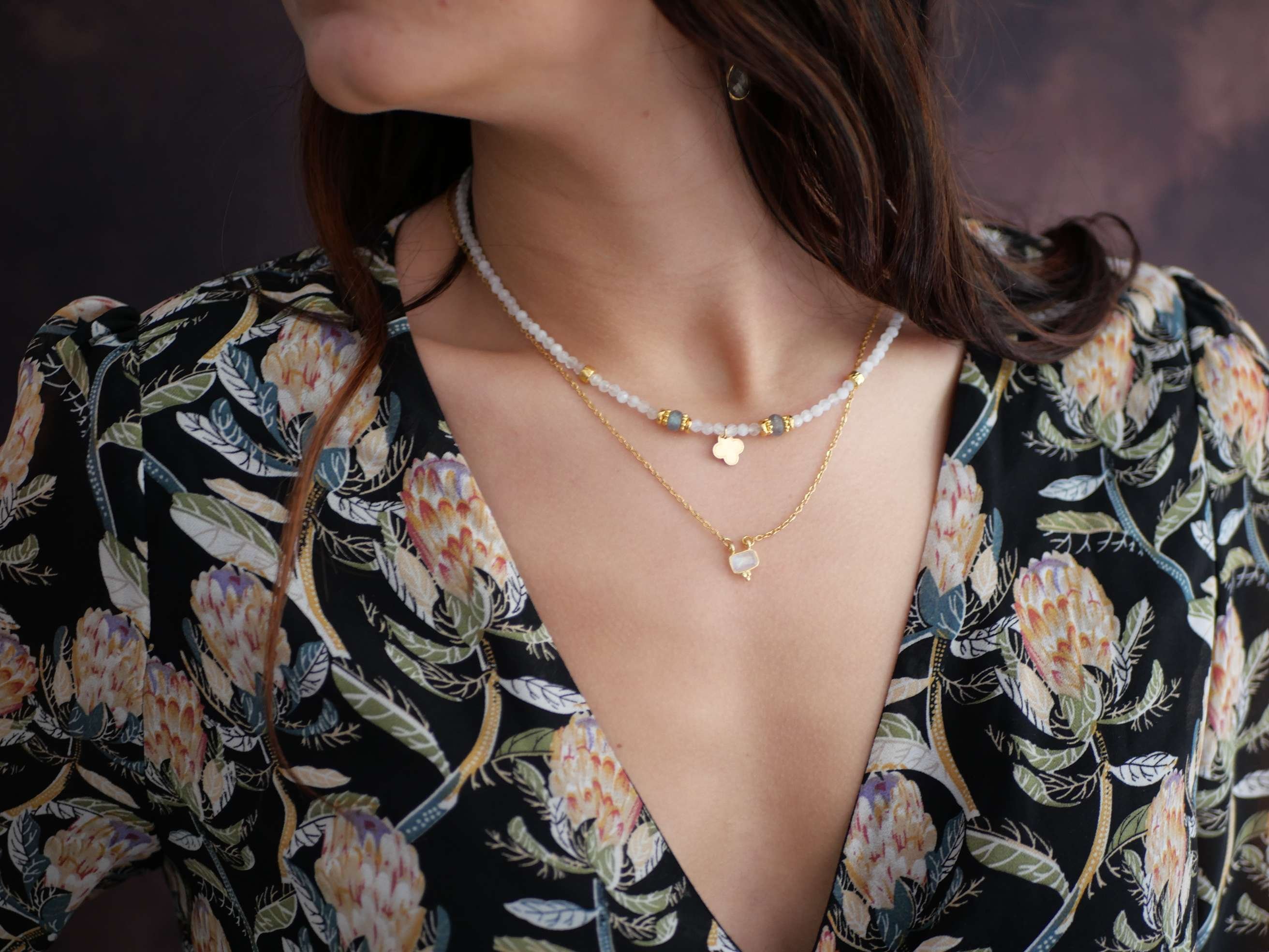 Moonstone necklace GINANDGER White