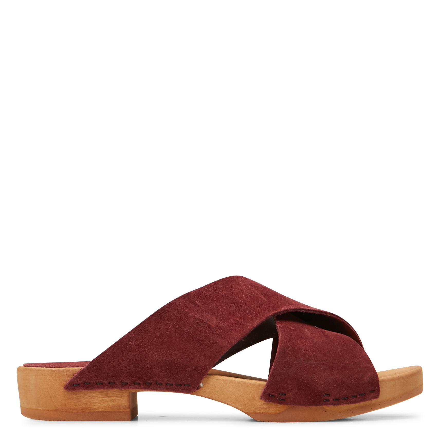 Suede mules with cross-over straps BOSABO Plums
