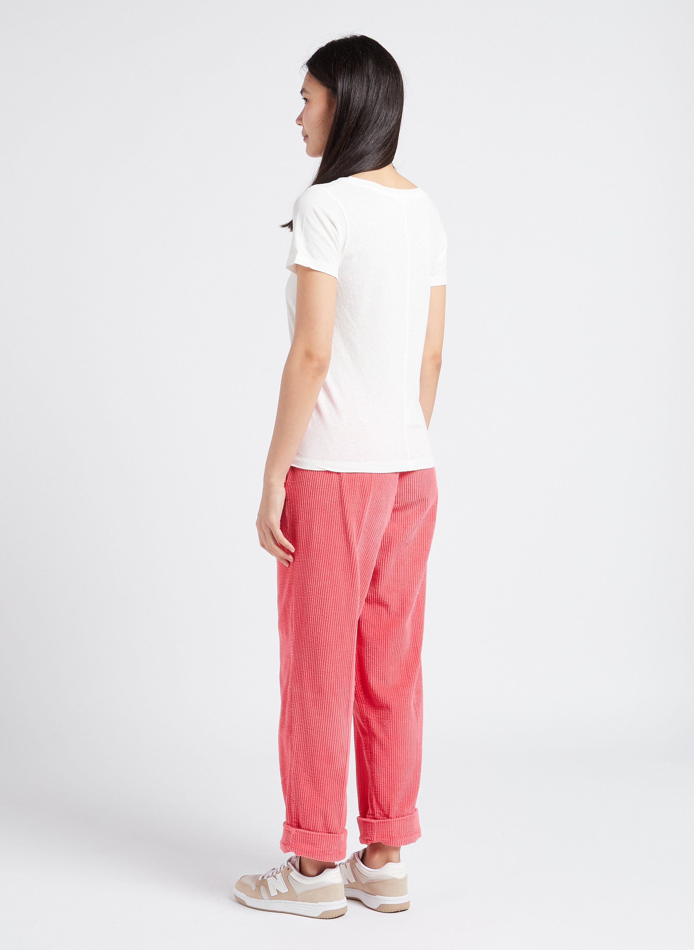 Katoenen T-shirt met V-hals AMERICAN VINTAGE Wit