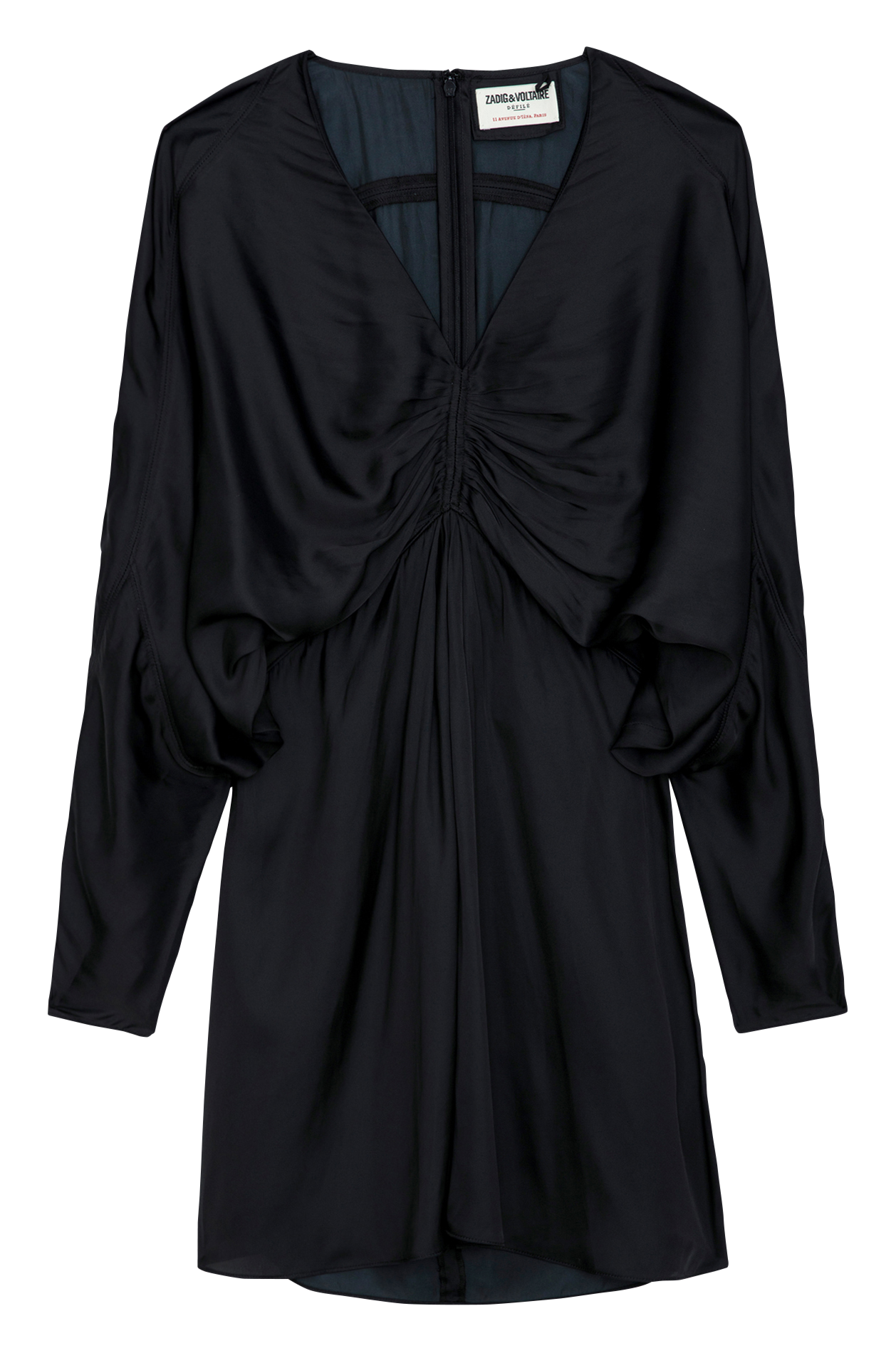 Robe courte satinée effet drapé  ZADIG&VOLTAIRE Noir