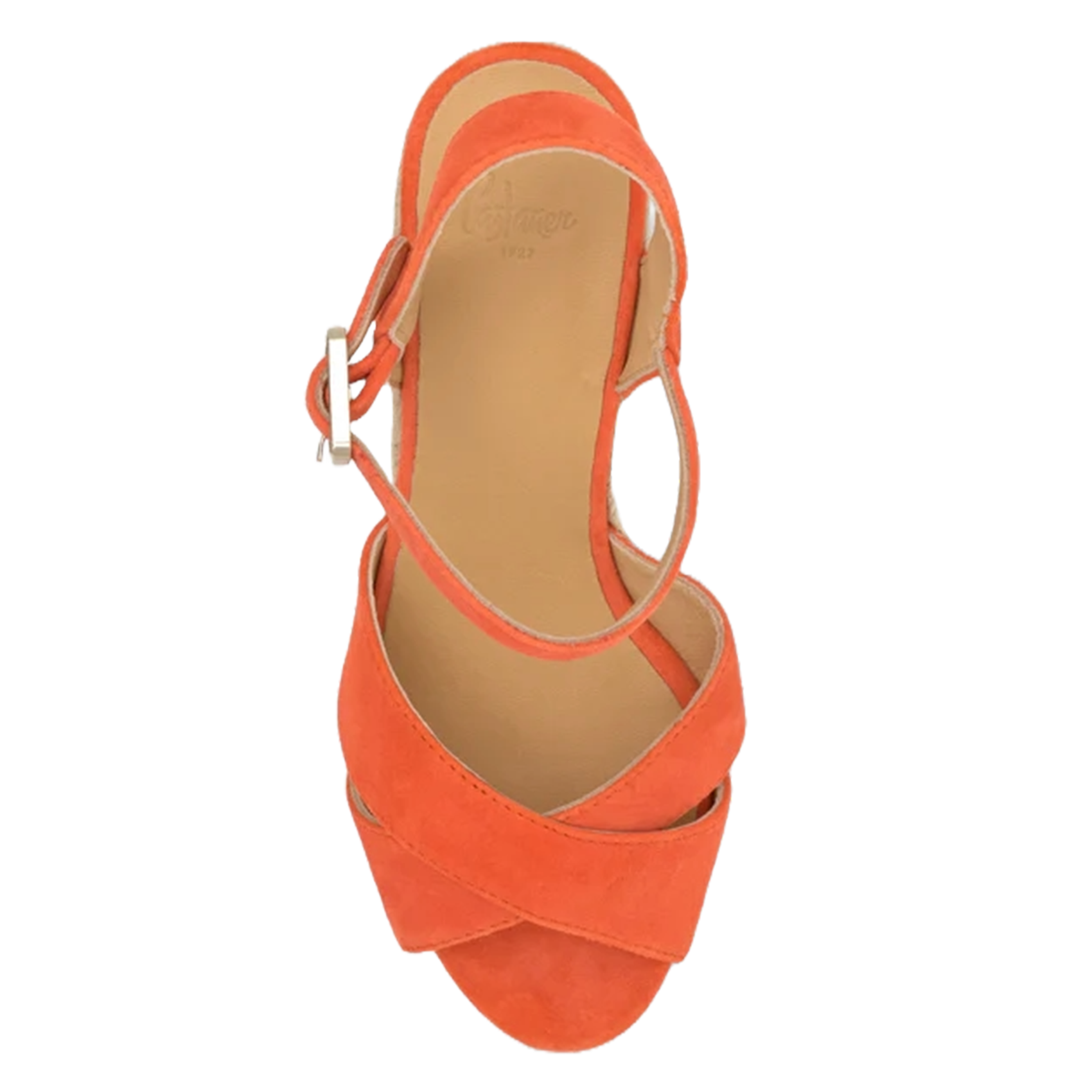 Sandales compensées en cuir velours CASTANER Orange