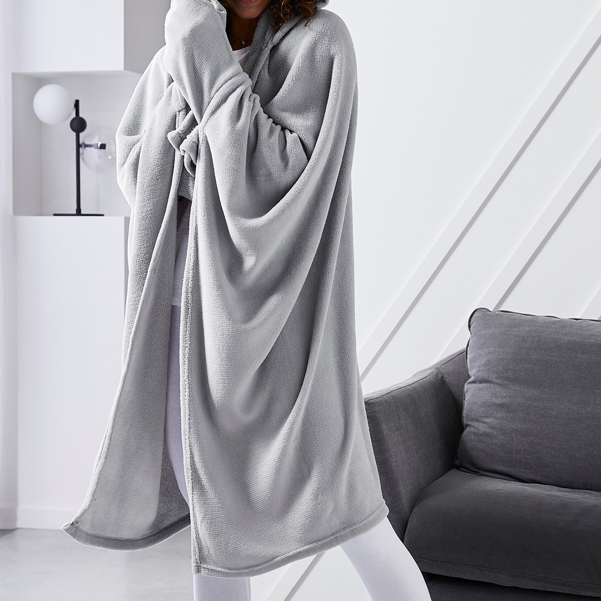 Plain hooded throw TODAY LINGE DE MAISON Grey