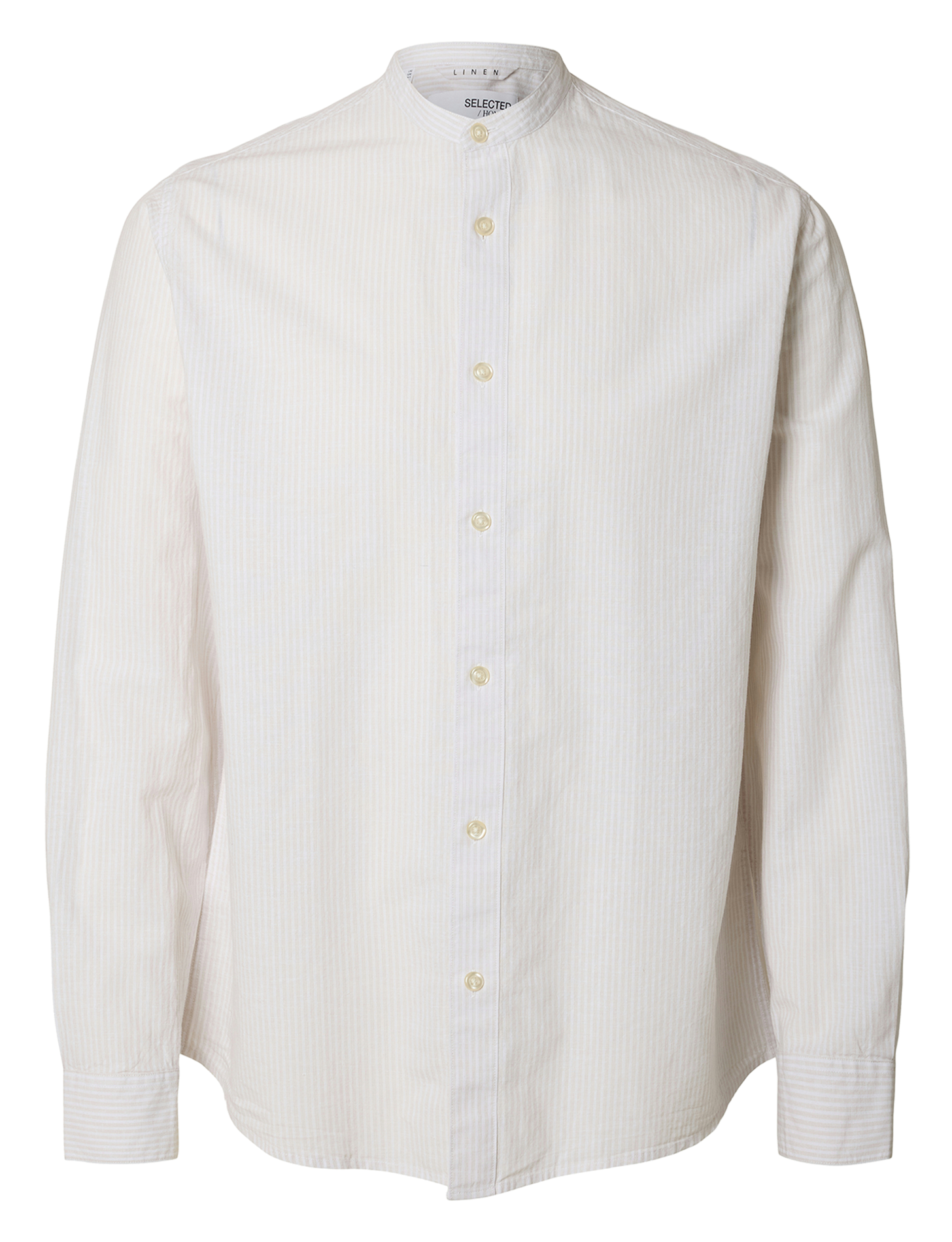 Chemise droite en coton mélangé Beige