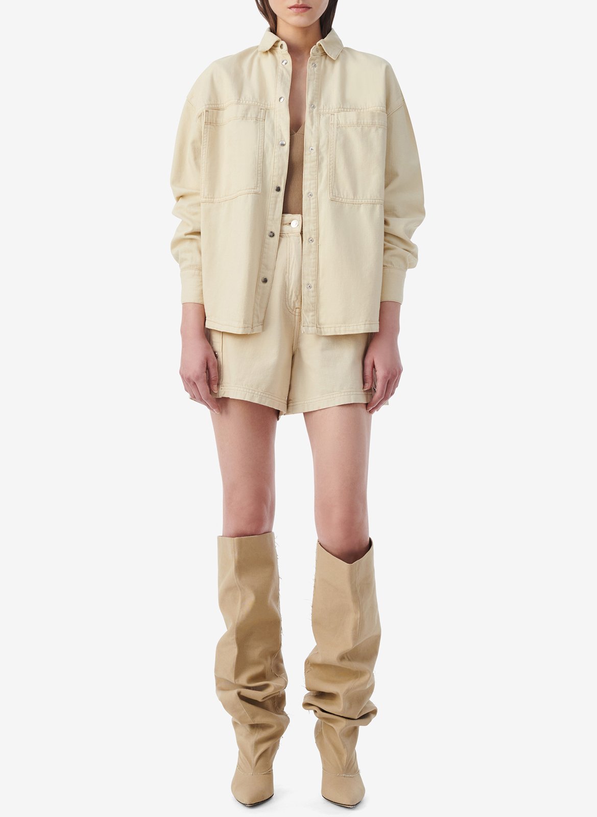 Straight overshirt in blended cotton IRO Beige
