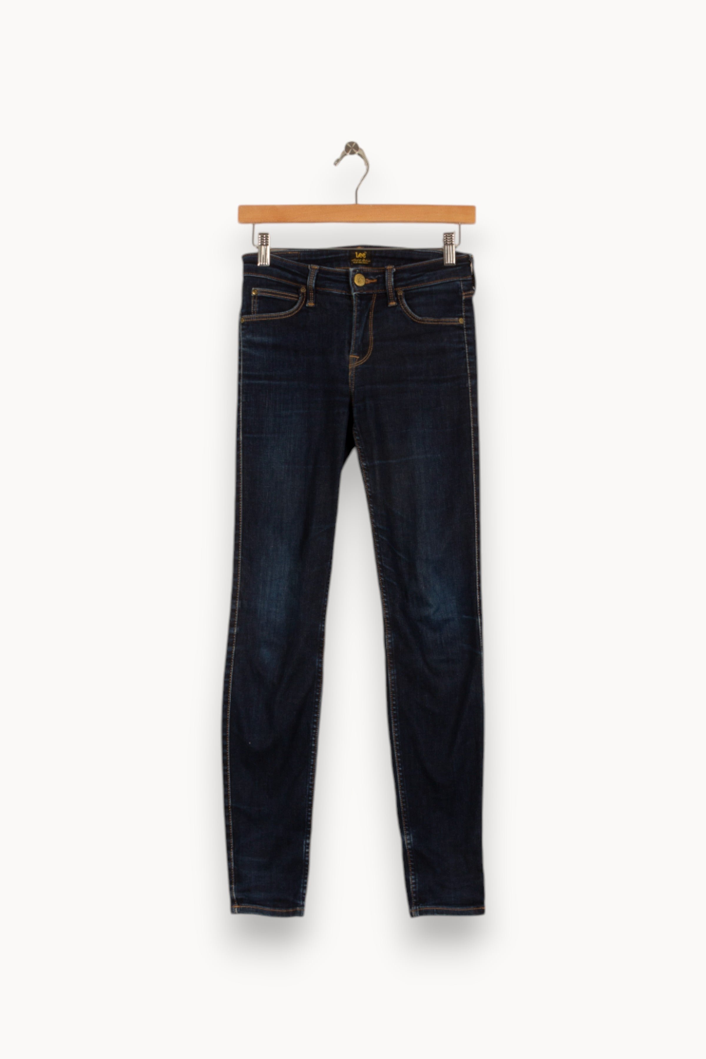 Cropped slim jeans with studs LEE - Seconde Main Blue