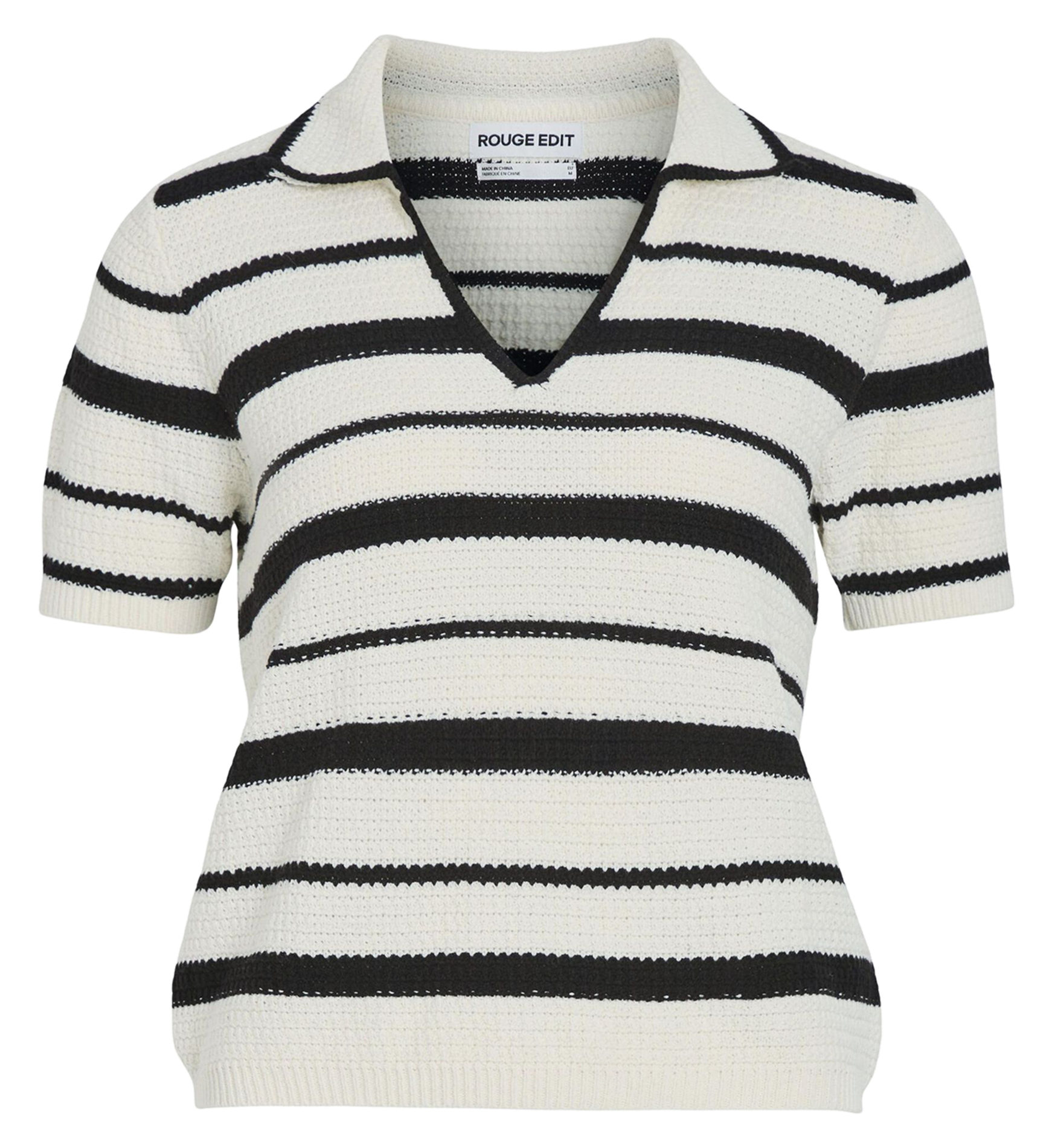 Striped knit polo top ROUGE EDIT Beige