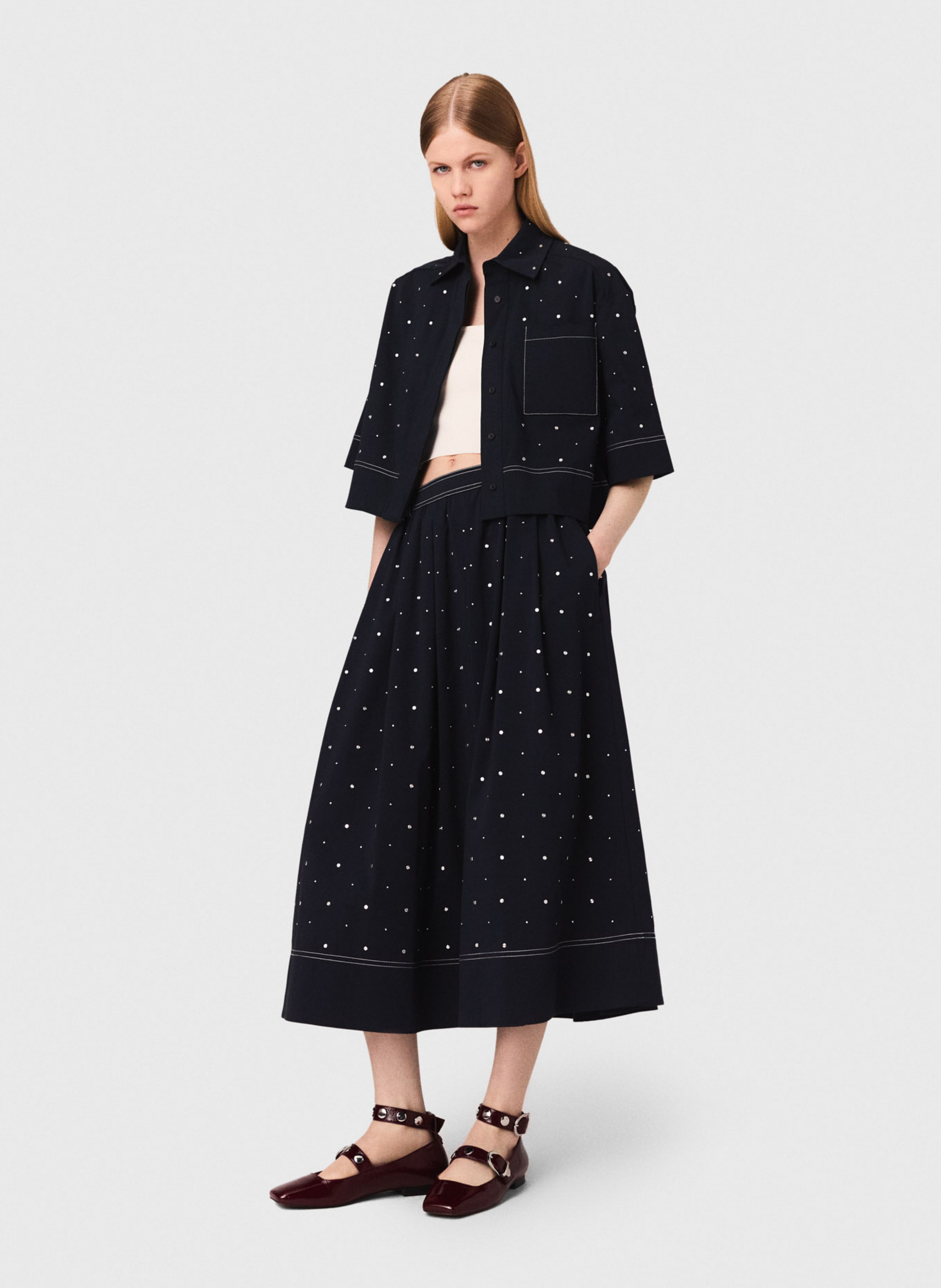 Chemise col classique en coton mélangé MAJE Bleu