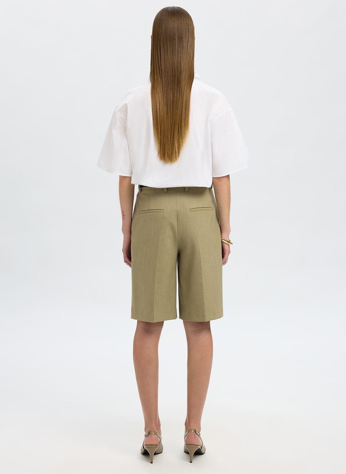 Shirt with Lavallière collar in blended organic cotton SELECTED White