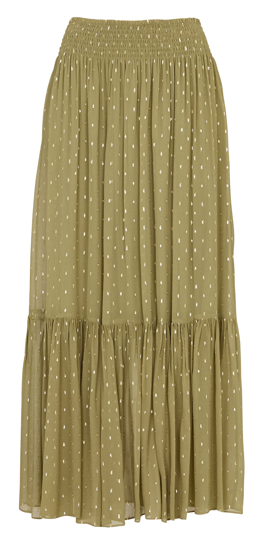 Jupe longue évasée à motifs brillants BA&SH Kaki