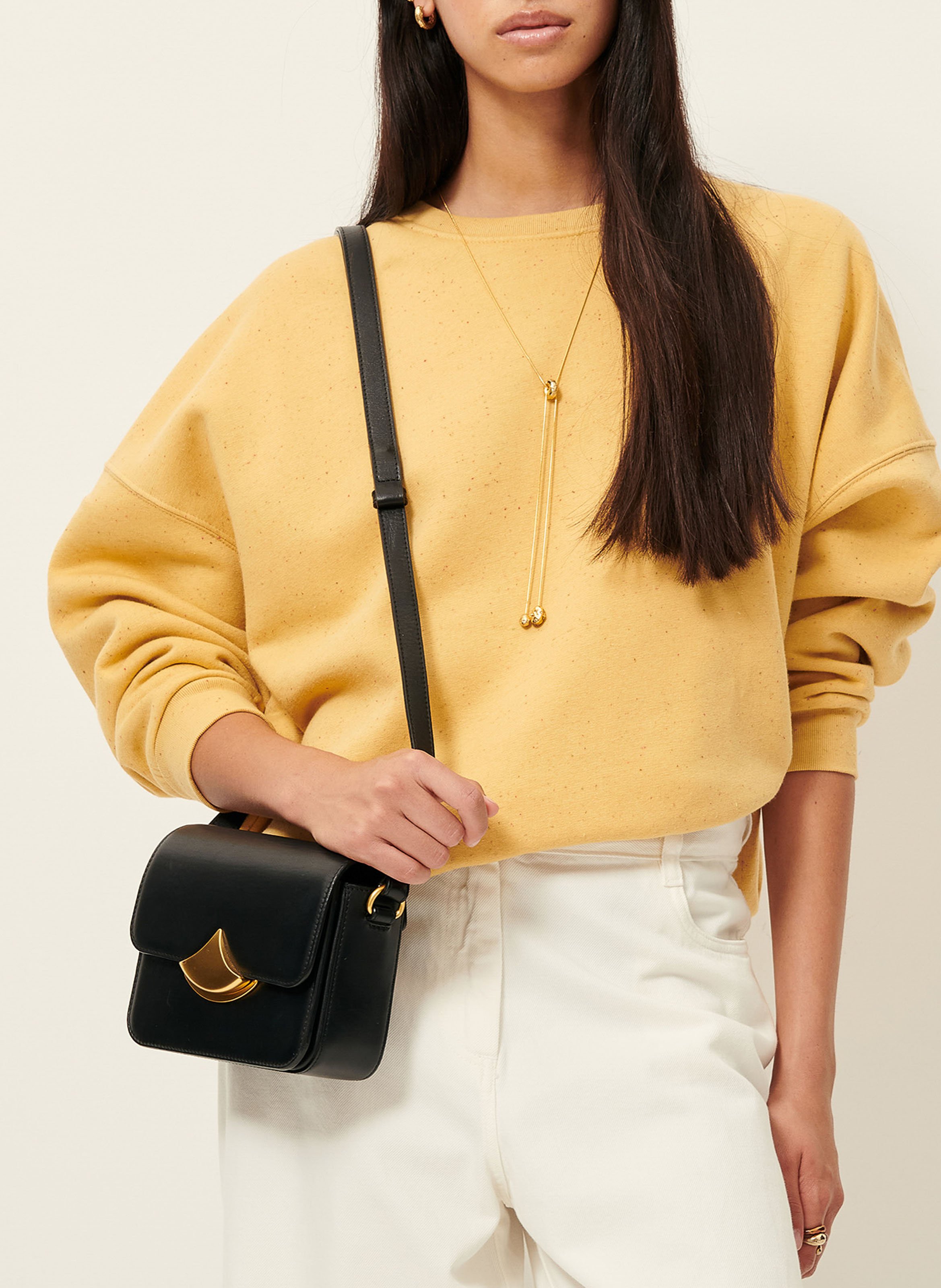 Loose-fit round-neck flecked organic cotton-blend sweater SESSUN