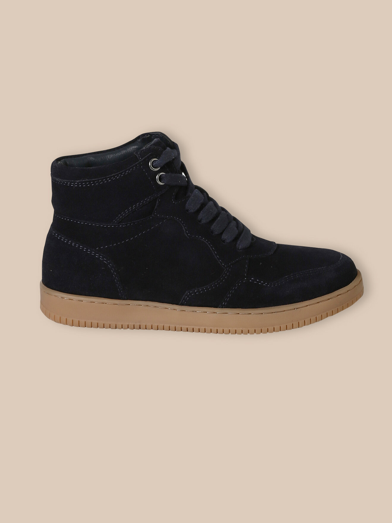High-top sneakers in suede leather CYRILLUS Blue