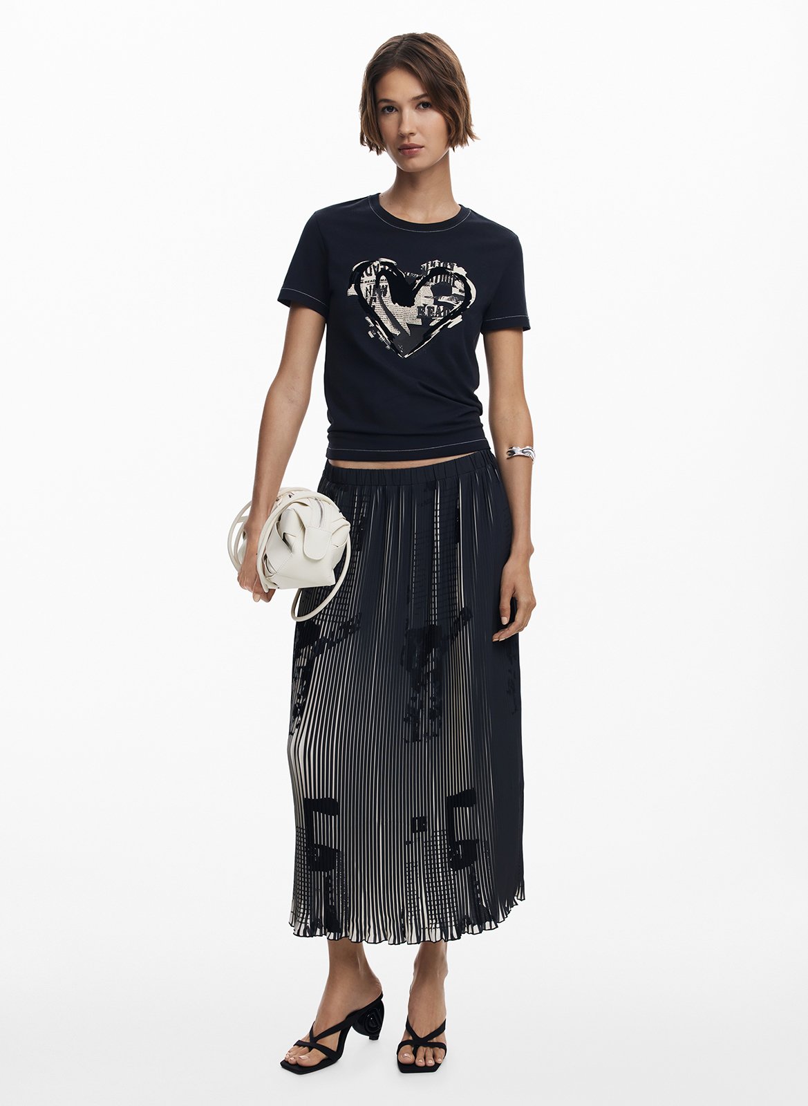 Textured Midi Skirt DESIGUAL Black