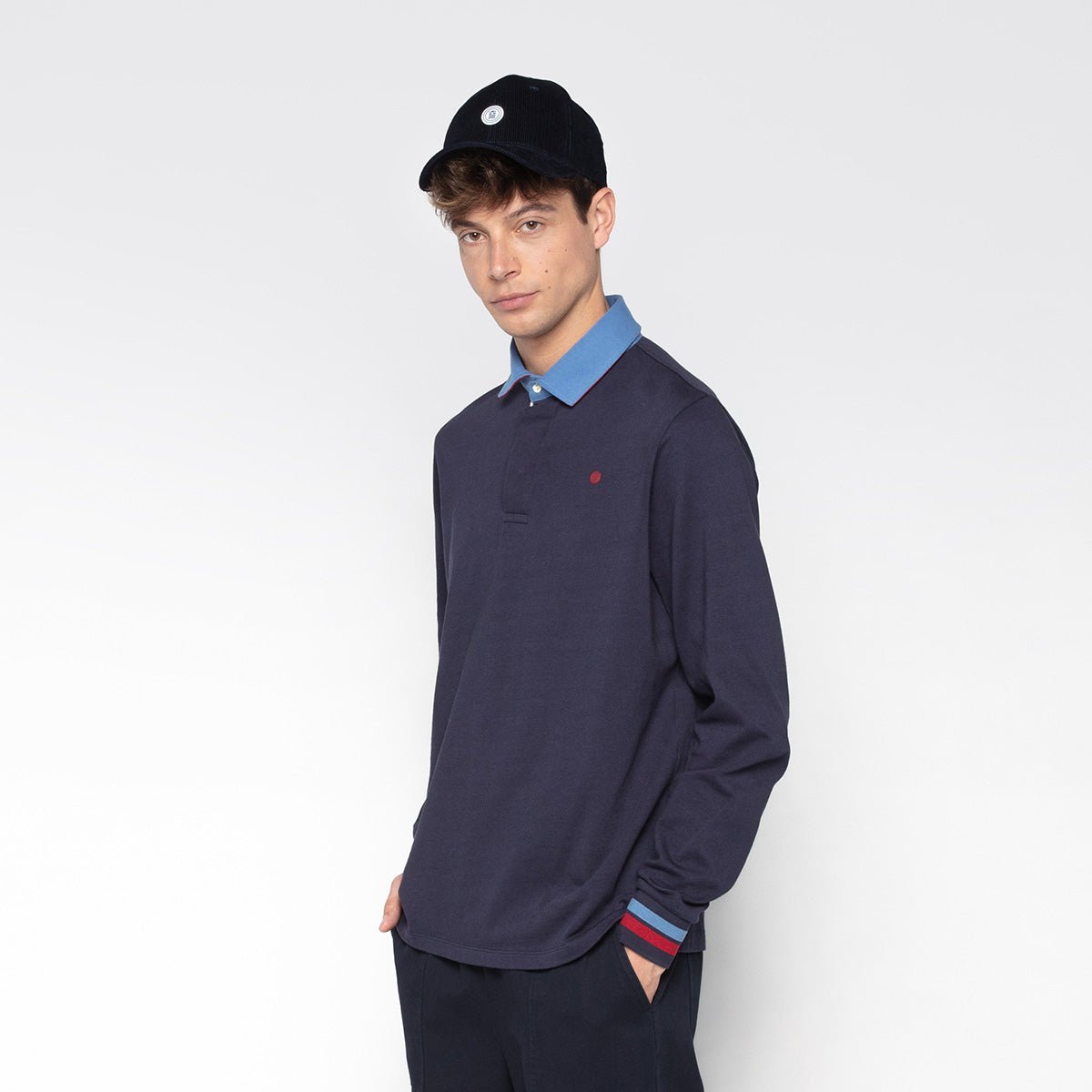 Long-sleeved rugby polo SERGE BLANCO Blue