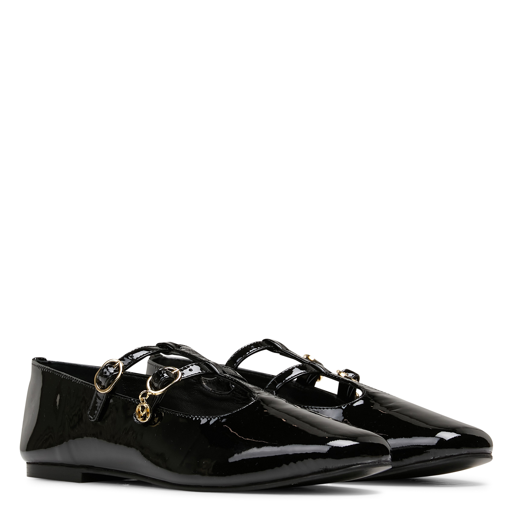 Leather double-strap ballet flats PETITE MENDIGOTE Black