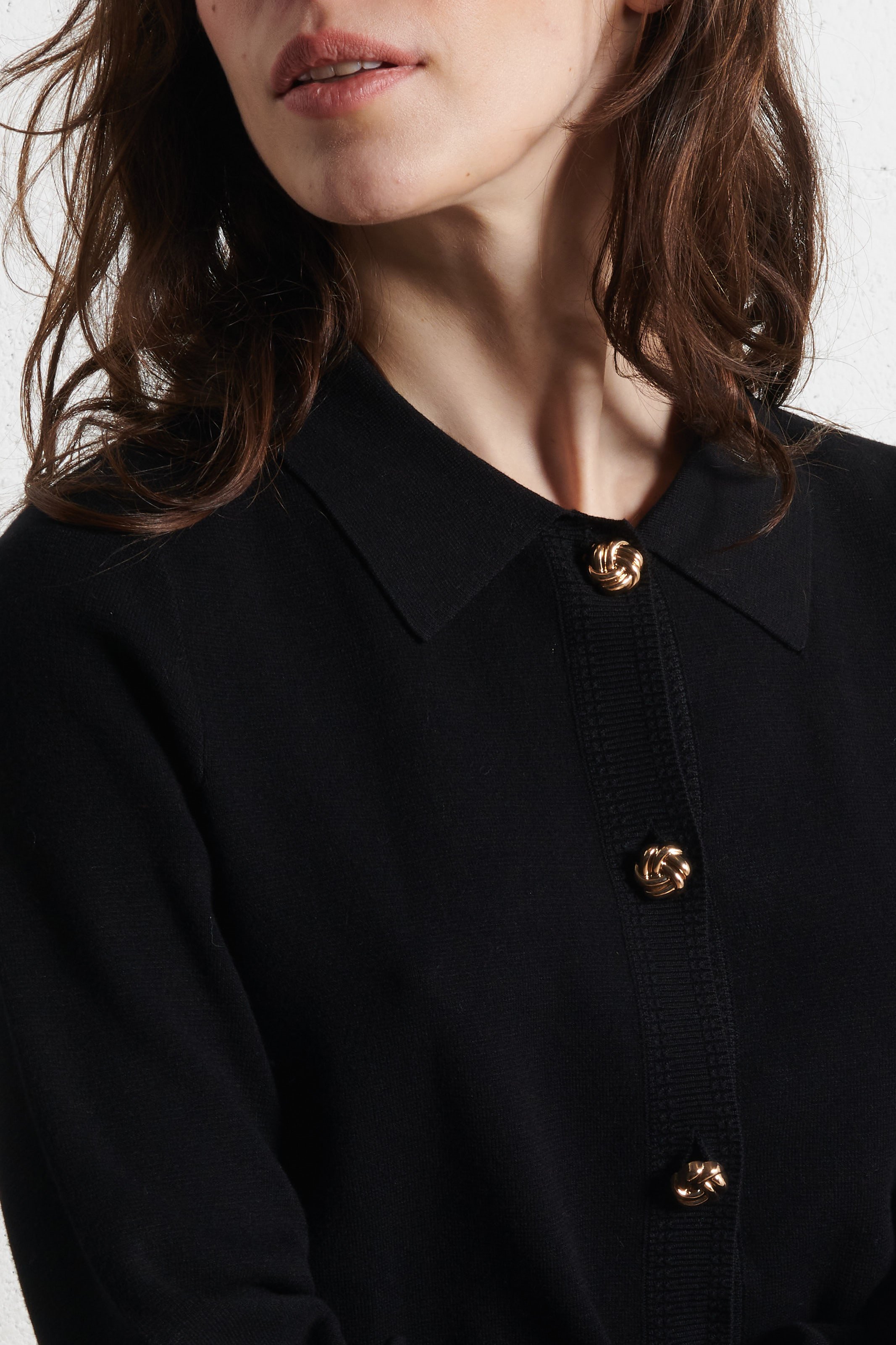 Straight cardigan with classic collar PETITE MENDIGOTE Black