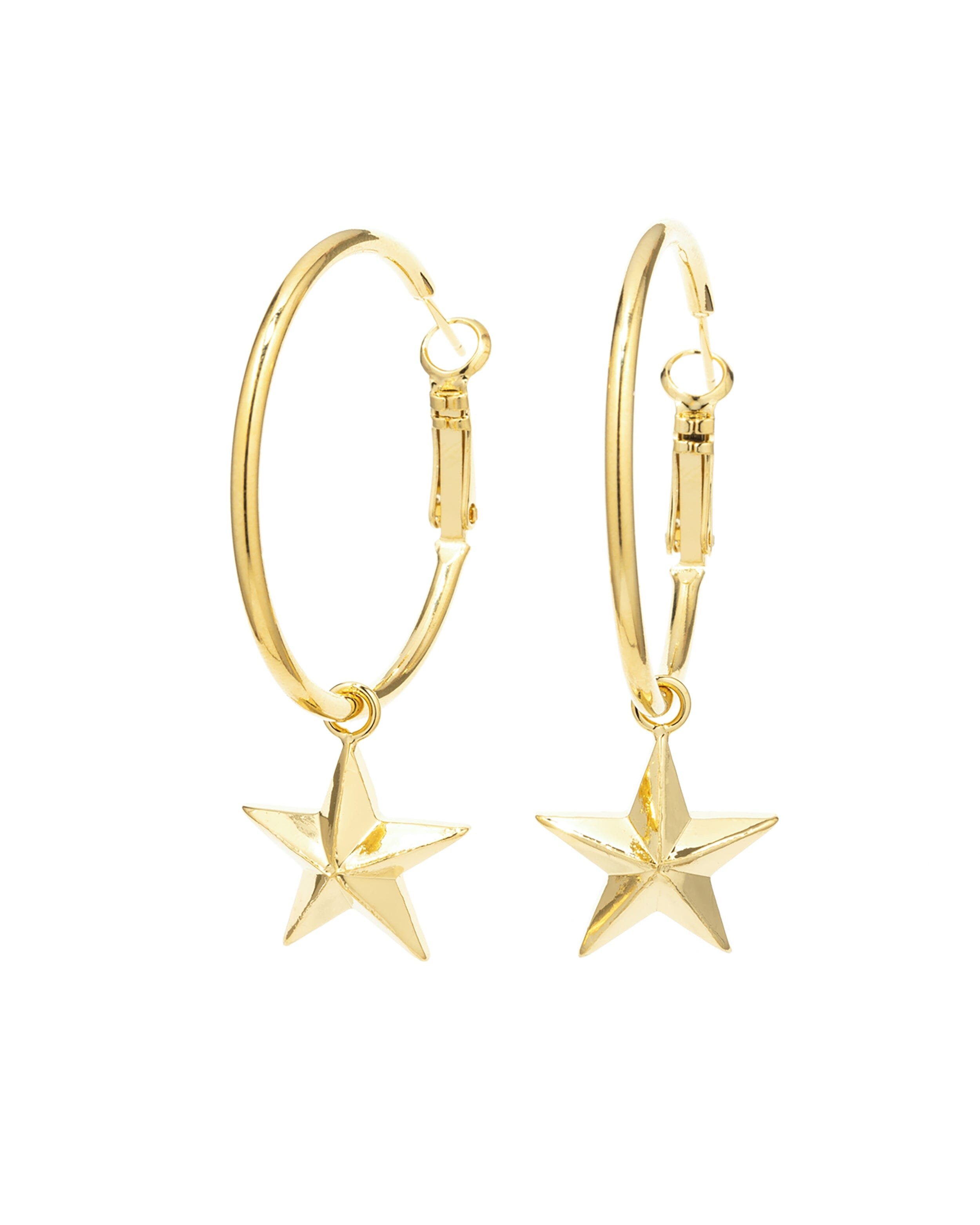 Small silver-plated star hoop earrings MONSIEUR SIMONE
