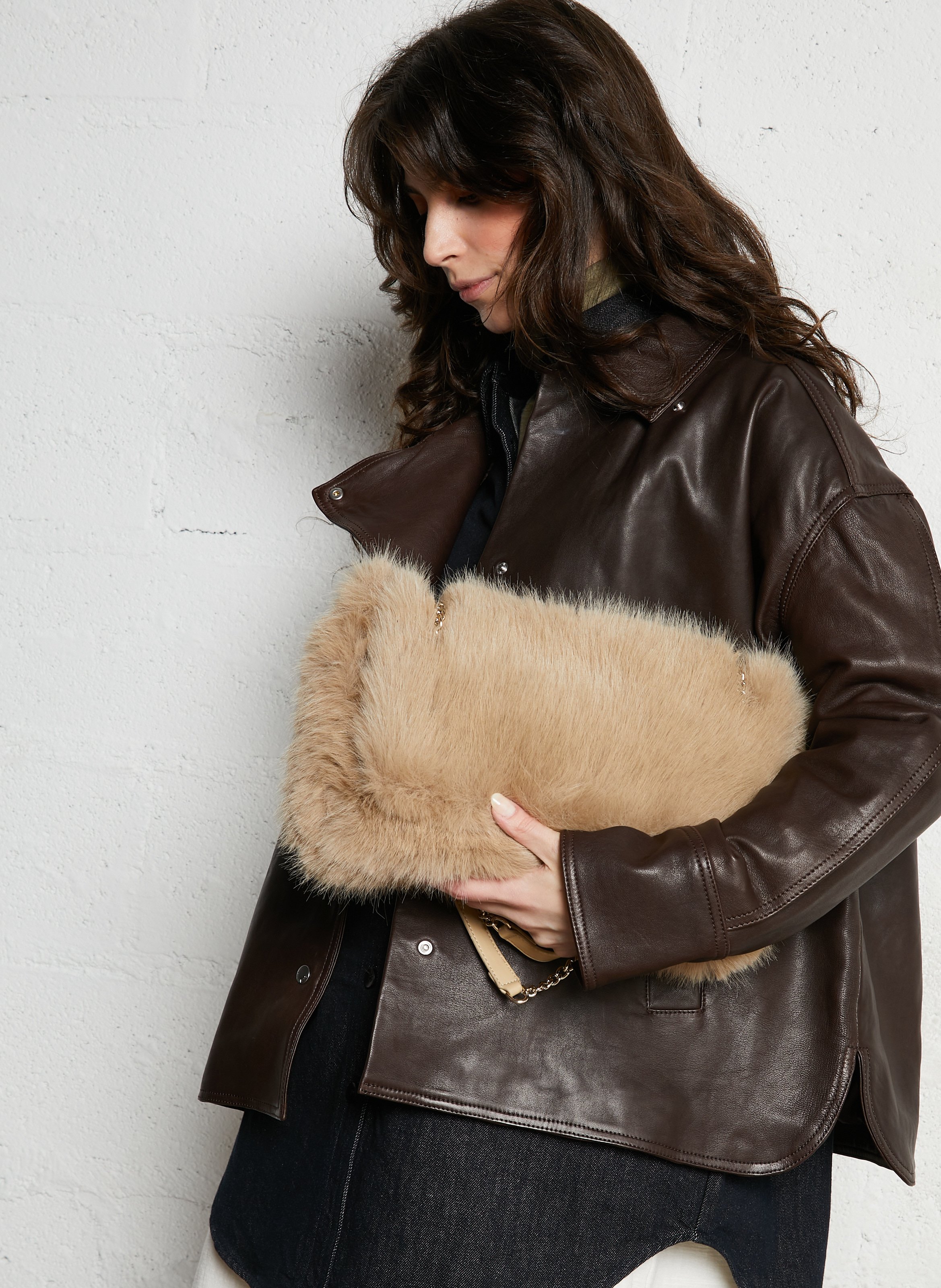 Schoudertas met bonteffect AU PRINTEMPS PARIS Beige