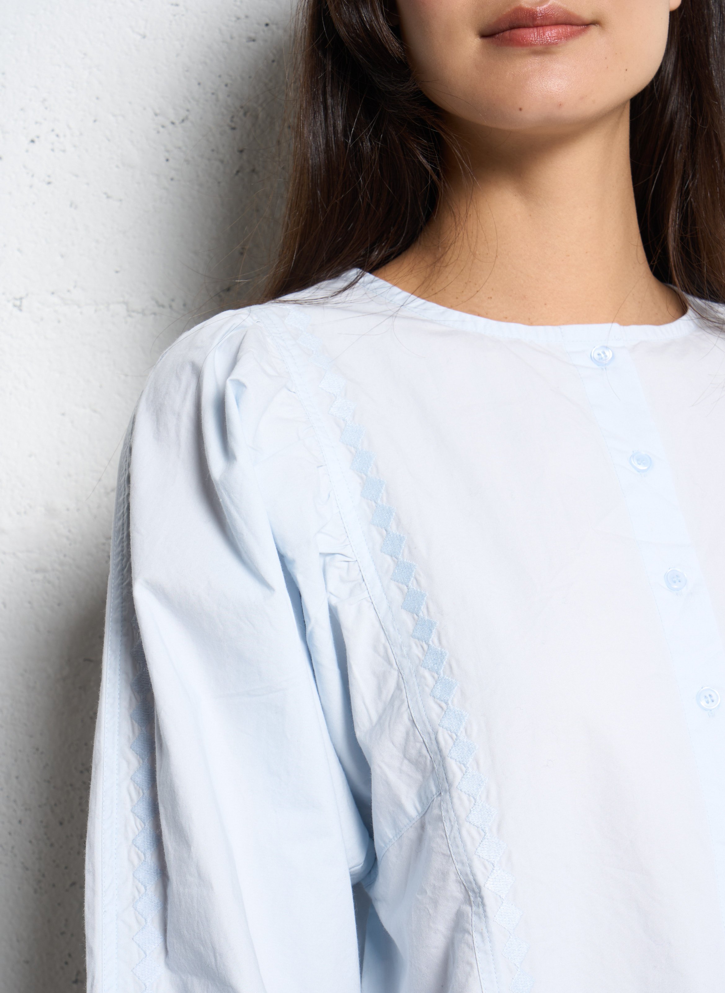 Loose-fit cotton shirt with round neck THE TINY BIG SISTER Blue