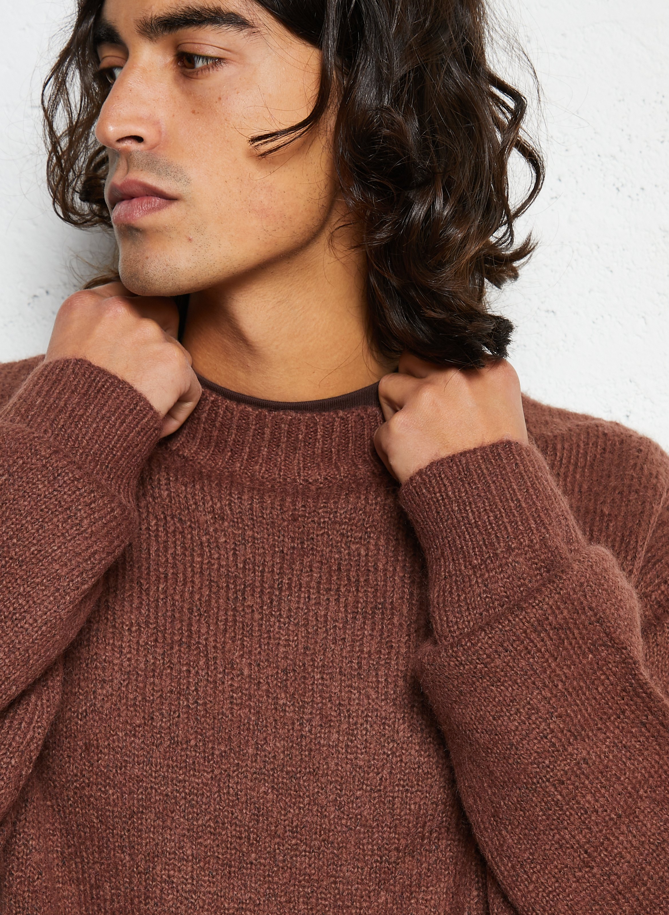 High-neck sweater SOLID Brown