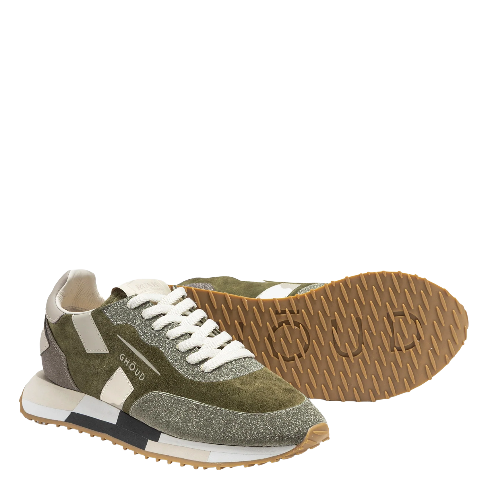 Low-top leather mix sneakers GHOUD VENICE Khaki