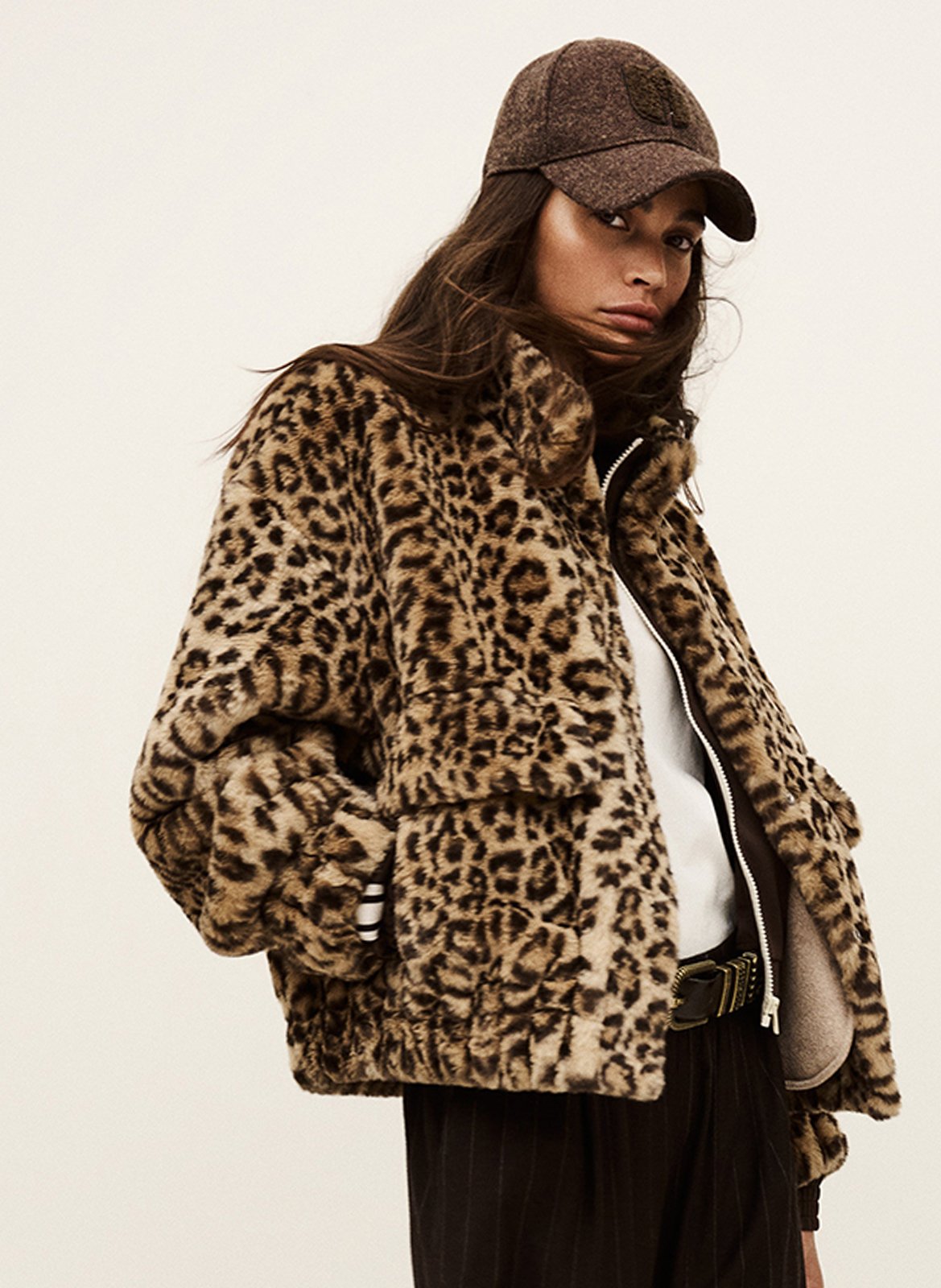 Veste oversize col montant imprimée BA&SH Beige