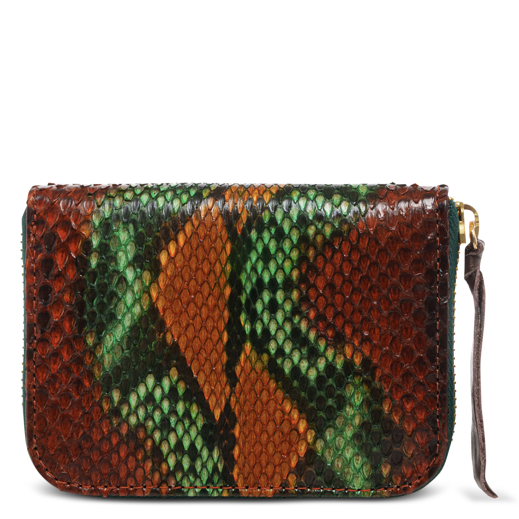 Porte-monnaie en cuir de python mélangé CLARIS VIROT Marron