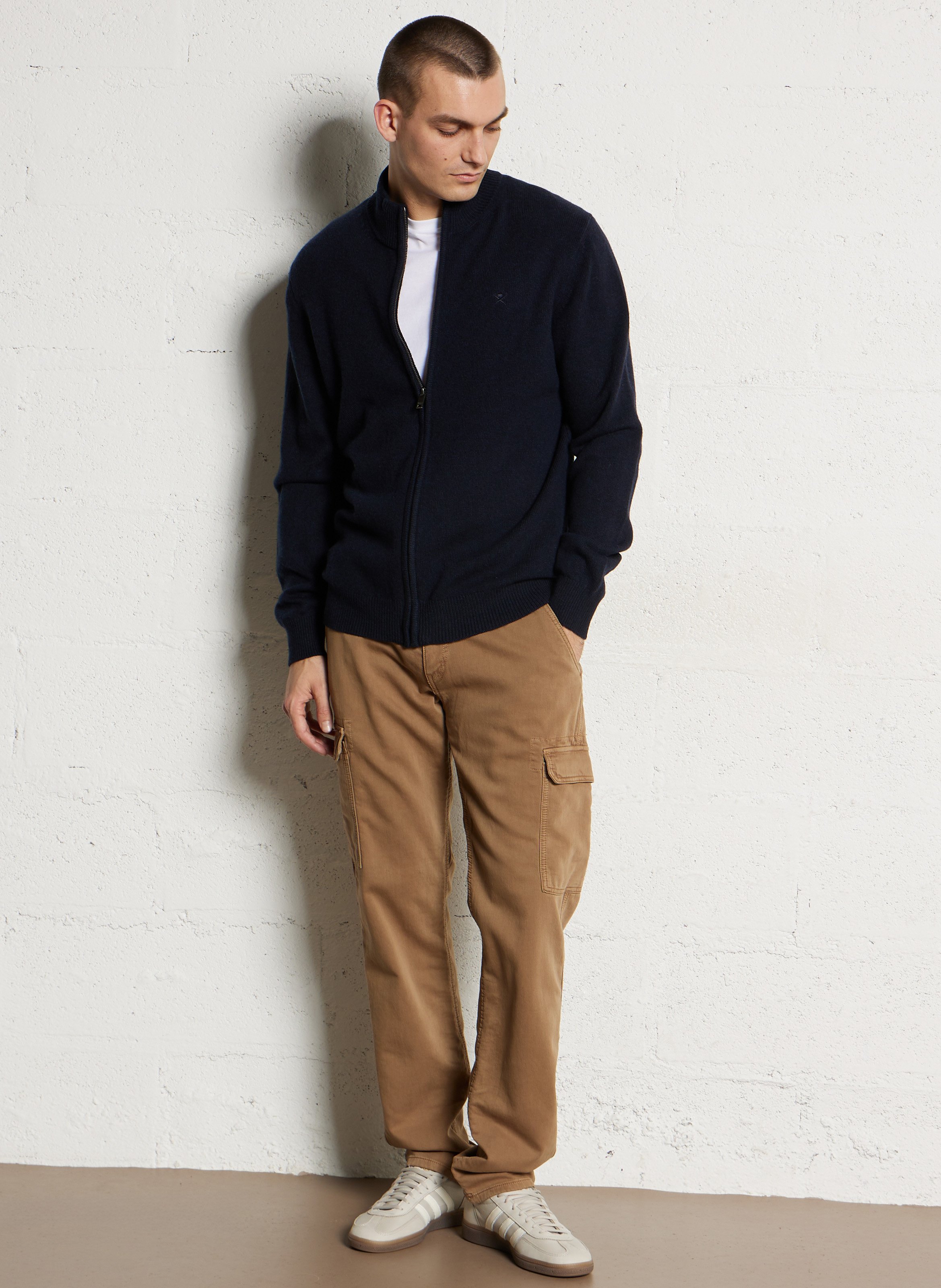 Gilet droit col montant en laine HACKETT Bleu