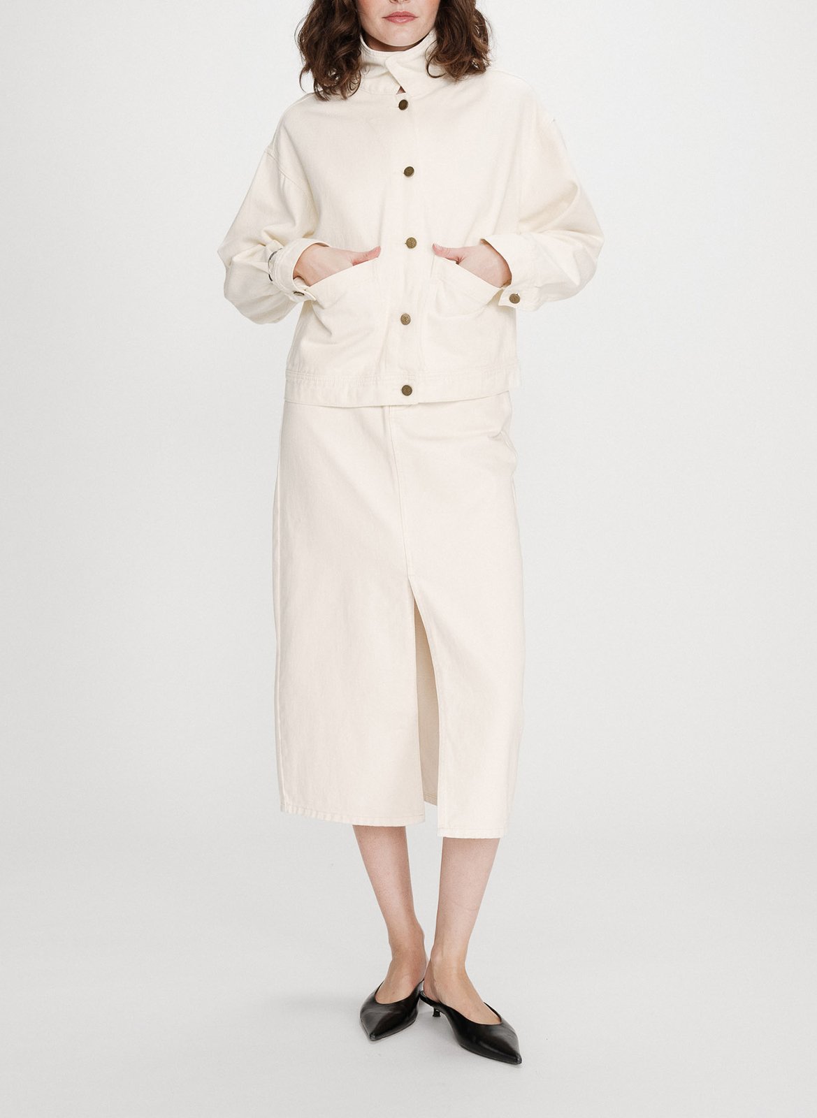 <p>Boxy Denim Jacke</p> GRACE ET MILA Weiss