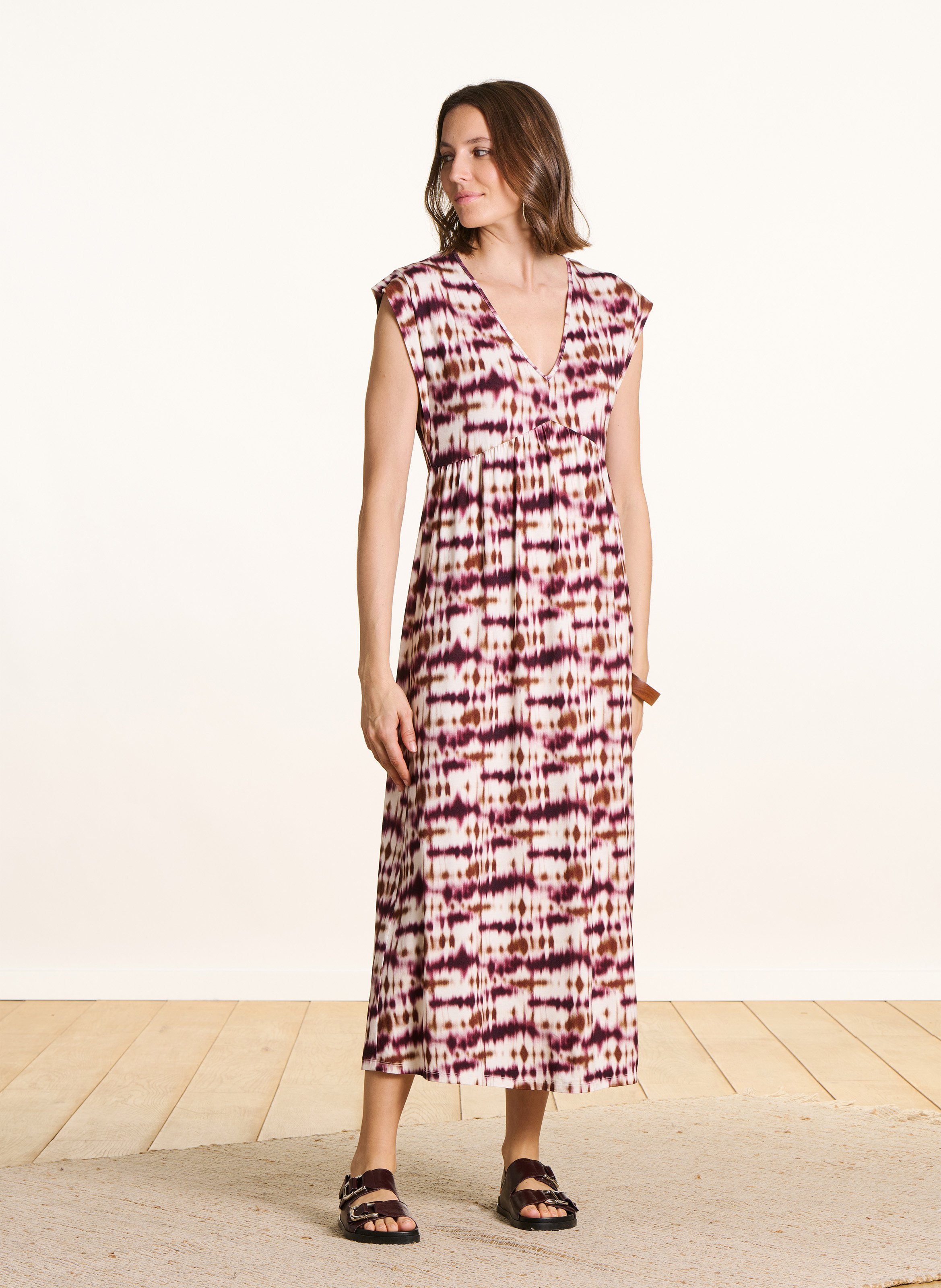 Robe midi col V imprimé tie & dye  LA FEE MARABOUTEE Multicolore